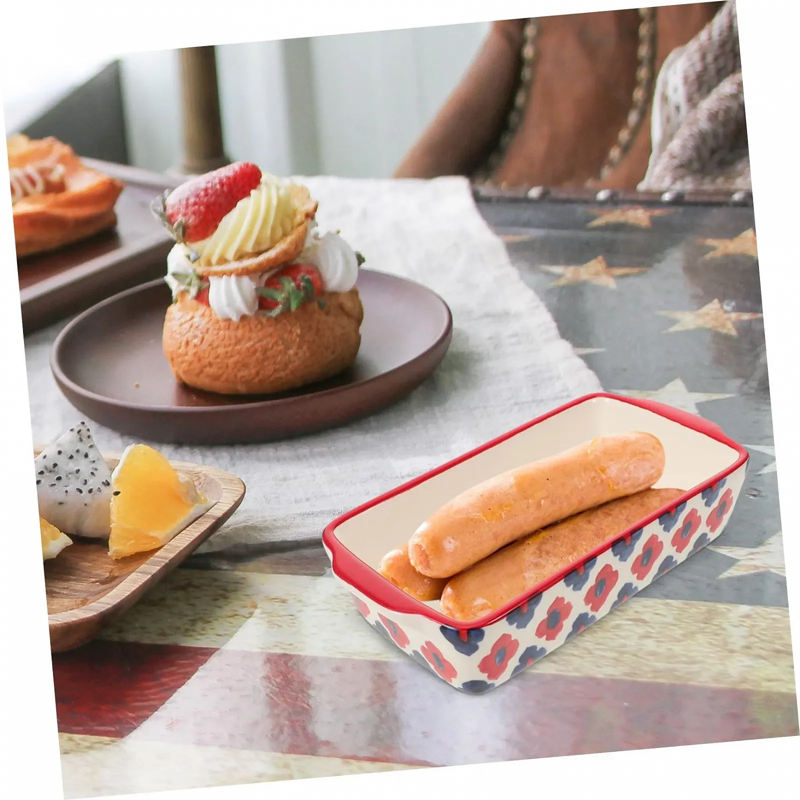 Форма для запекания TOYANDONA Керамическая прямоугольная с двойными ручками для духовки и микроволновой печи, фото №8