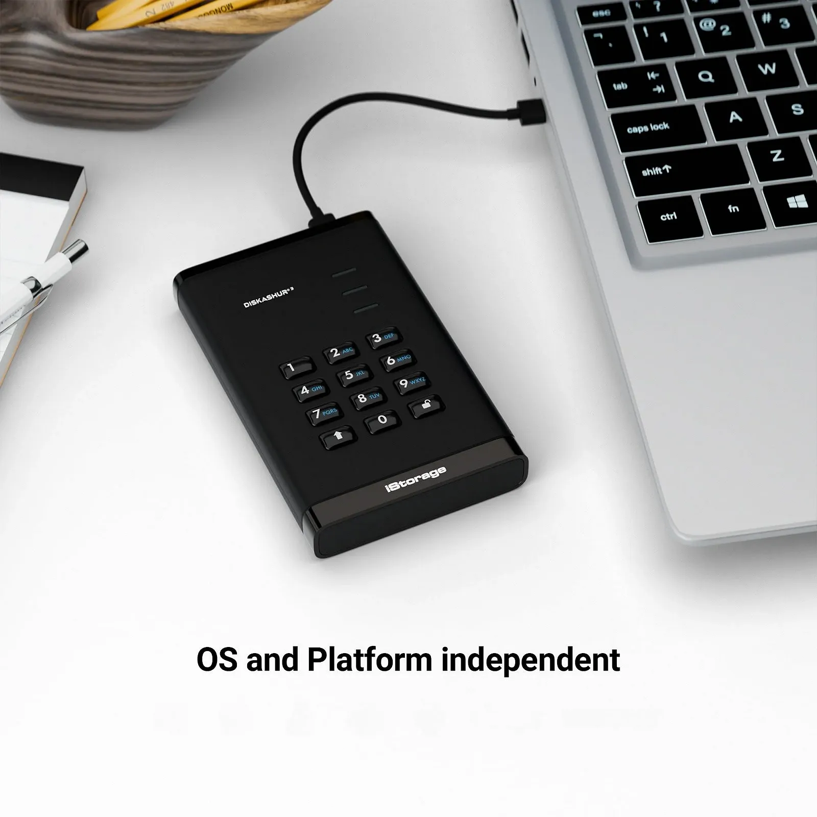 Портативний жорсткий диск iStorage diskAshur3 HDD 4 ТБ Чорний, фото №3