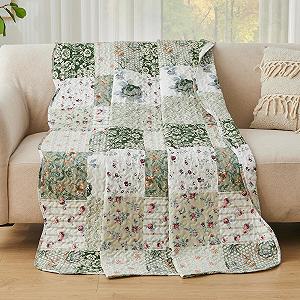 Покрывало стеганое Qucover Пэчворк 150 x 200 см Зеленый - Фото 1