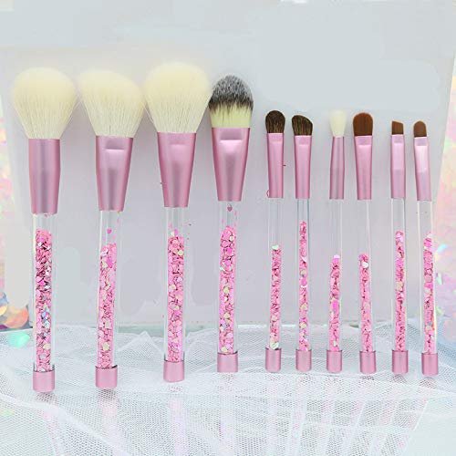 Набір кистей для макіяжу 10 шт. Diamond Brush Set, кисті з кришталевою ручкою для тональної основи, змішування, пудри, тіней, косметичка, набір кистей для краси, фото №5