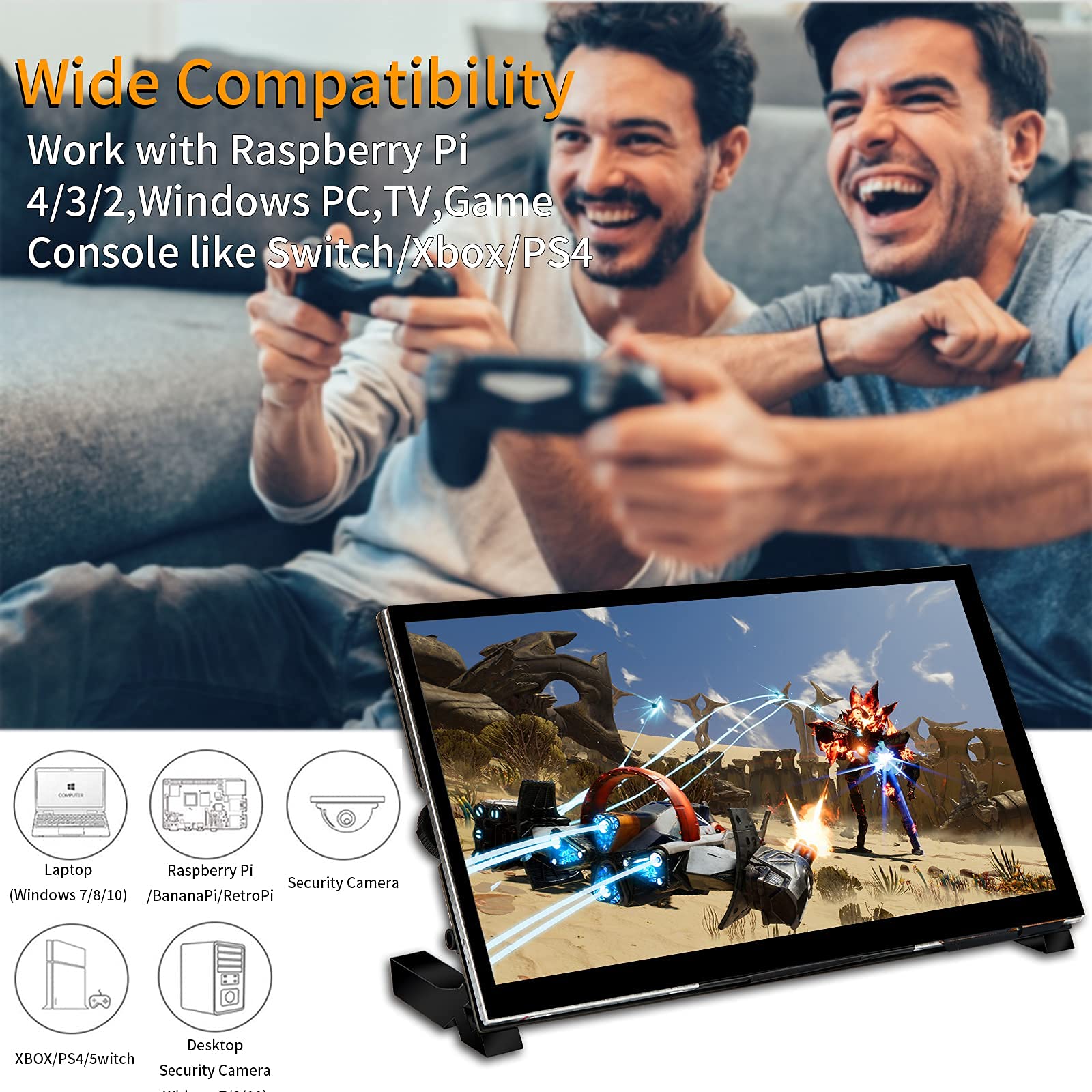 Монітор WIMAXIT Raspberry Pi Touch Screen Display 7 дюймів 1024 x 600 USB HDMI IPS 178° з динаміками та підставкою для Raspberry 4/3/2/Ноутбук/ПК, фото №5