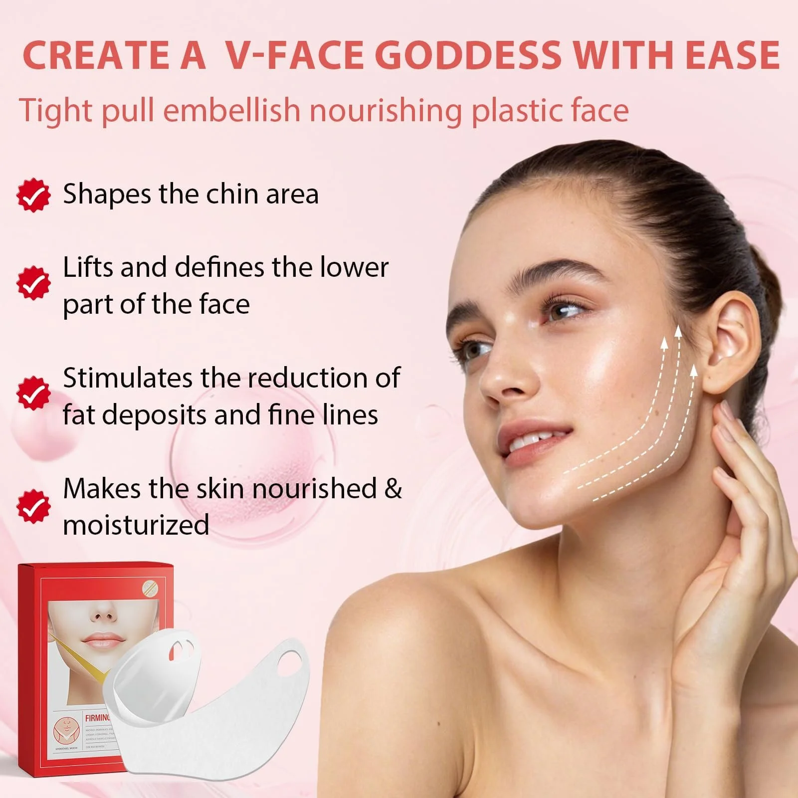 Маска для лица V-Line Chin Lift Маска V-Line для подтяжки лица Укрепляющая кожу Climber Увлажняет и питает кожу, освежает уход за кожей для женщин и мужчин, 5 шт, фото №2 Маска для лица V-Line Chin Lift Маска V-Line для подтяжки лица Укрепляющая кожу Climber Увлажняет и питает кожу, освежает уход за кожей для женщин и мужчин, 5 шт, фото №2