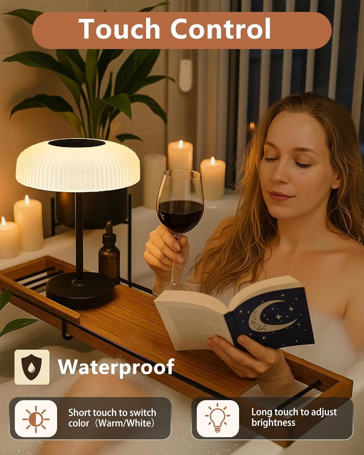 Настільна лампа на сонячній батареї Mushroom акумуляторна USB IP54 димована, фото №9