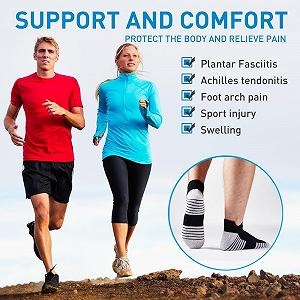 Компрессионные носки HUEGLO 3 пары Спортивные носки для поддержки стопы при подошвенном фасциите для женщин и мужчин Носки для хайкинга Компрессионные носки Носки для бега Спортивные носки Нескользящие, поглощающие пот носки synthetic.ua - Фото 1