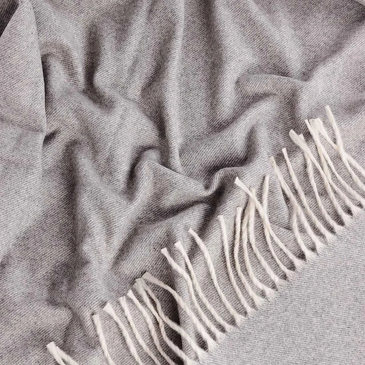 Шерстяной плед Lanavitta Cashmere "Polo" - Роскошный плед и покрывало - Уютный диван и одеяло из 50% шерсти и 50% кашемира - Серый - 140 x 200 см, фото №3