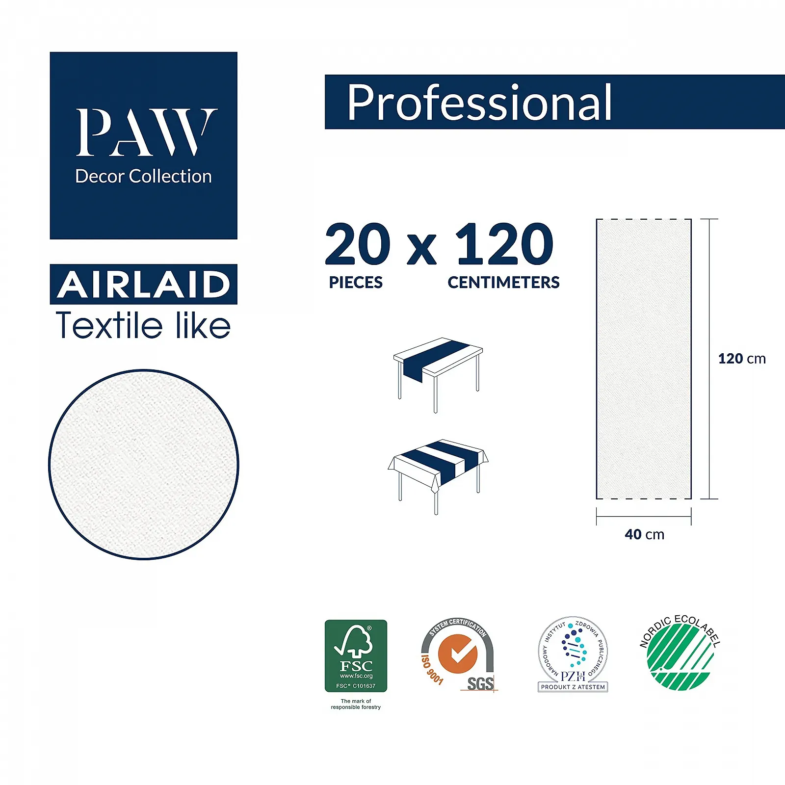 Ранер для столу Paw Airlaid 40 см x 24 м золотистий евкаліпт, фото №7