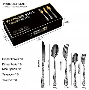 Набор столовых приборов XIAOYU 40 предметов, нержавеющая сталь, уникальный узор, включает обеденные ножи/вилки/ложки, полированный, серебряный synthetic.ua - Фото 1