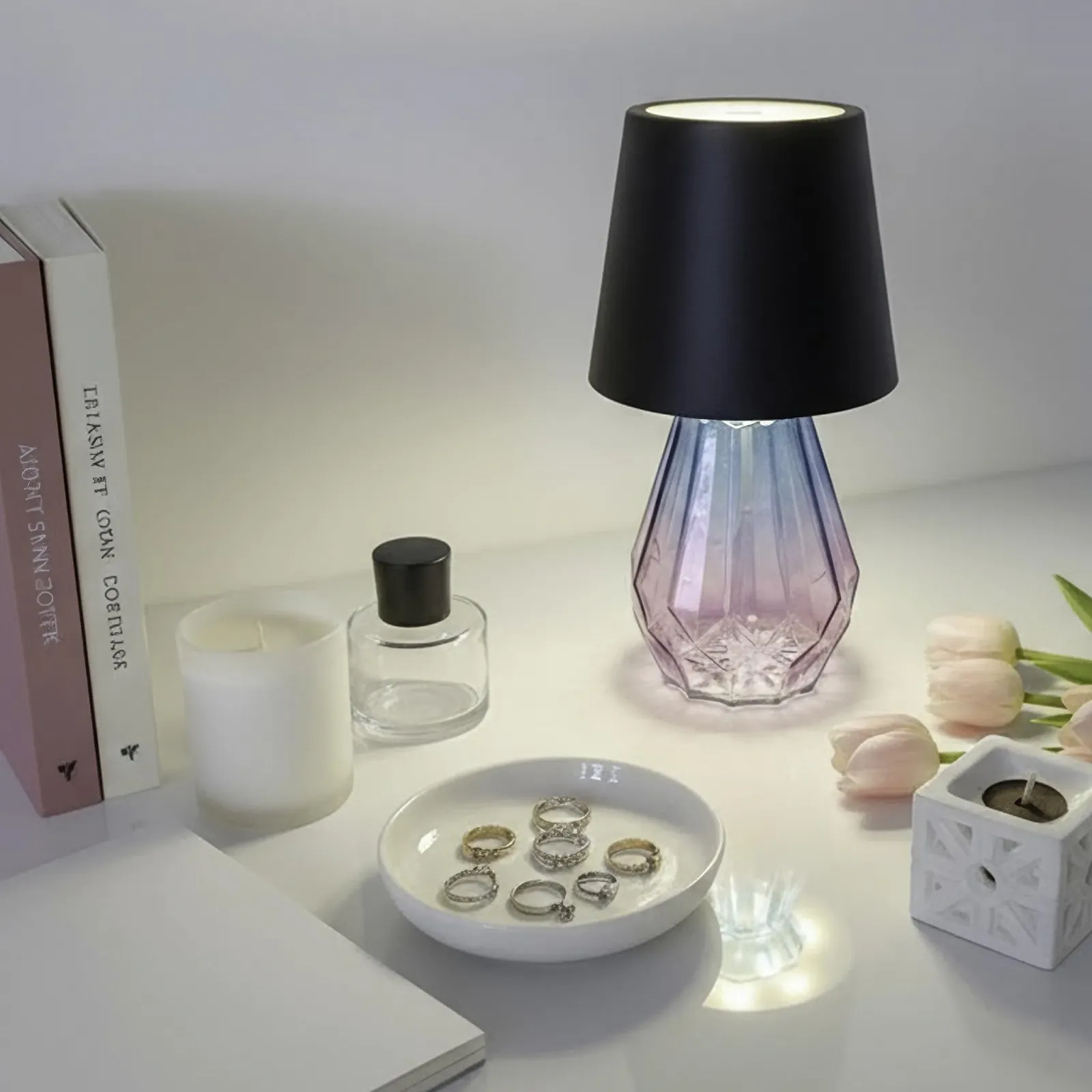 Настільна лампа для пляшок LED акумуляторна сенсорна 3 колірні температури, фото №6