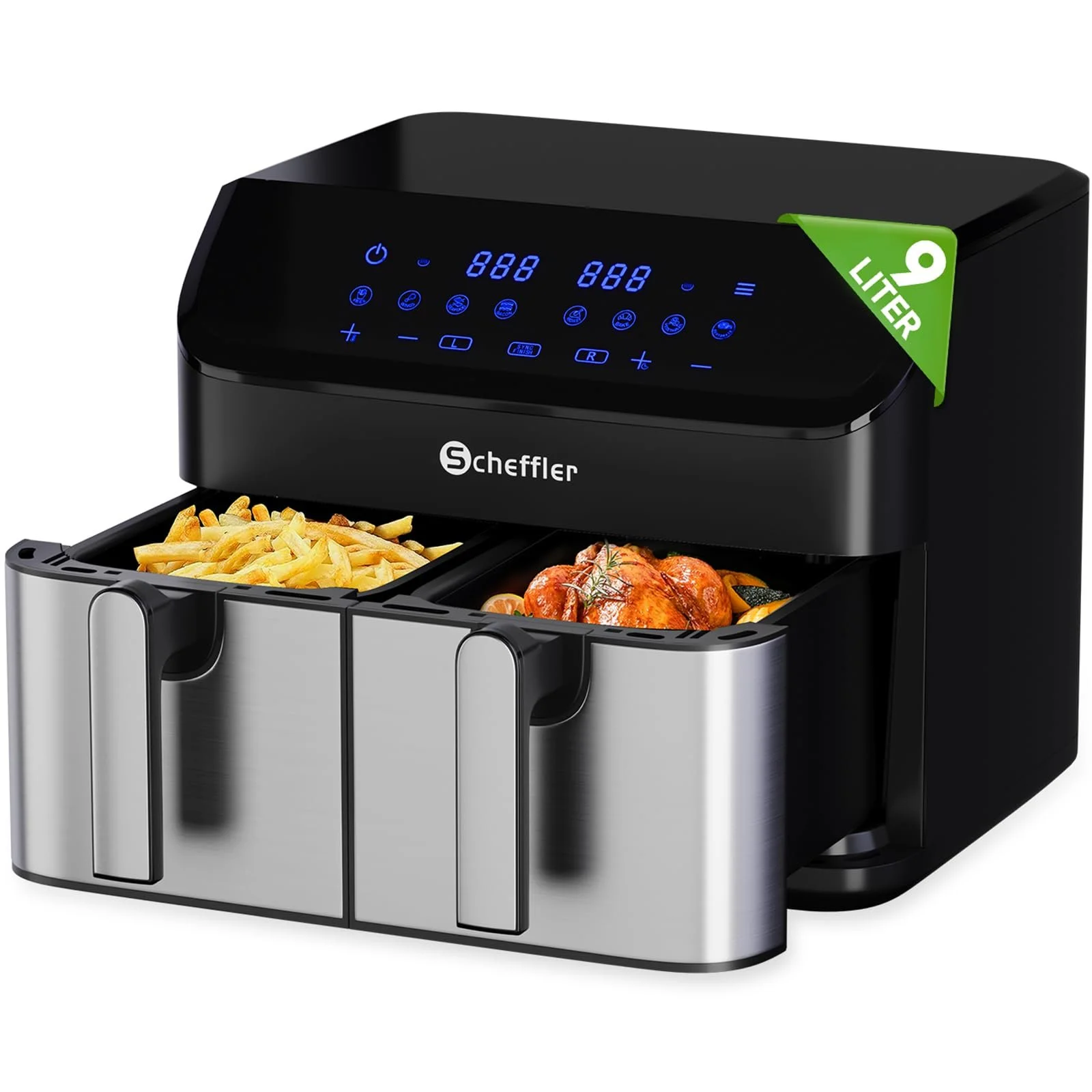 Мультипіч Scheffler 2 камери 9 л (2 x 4.5 л) 2000 Вт Dual Cook & Sync Finish 8 програм Сенсорний екран XXL, фото №1 Мультипіч Scheffler 2 камери 9 л (2 x 4.5 л) 2000 Вт Dual Cook & Sync Finish 8 програм Сенсорний екран XXL, фото №1