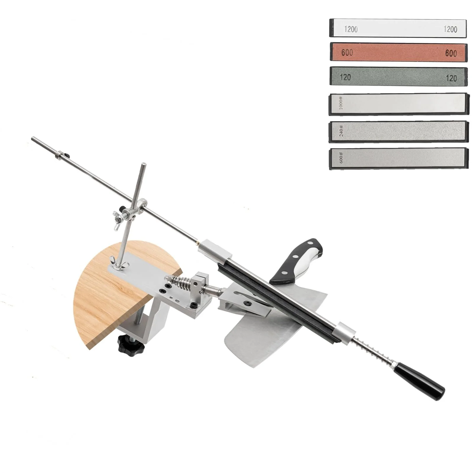 Точилка для ножів професійна ручна поворотна на 360° з 6 каменями алюмінієва, фото №1