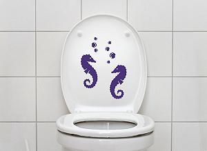 Наклейка на стіну Grandora W5055 2 морських коника з бульбашками 8 x 16 см Синій synthetic.ua - Фото 1