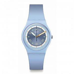 Женские часы Swatch Frozen Waterfall Collection Power of Nature, синие, браслет - Фото 1
