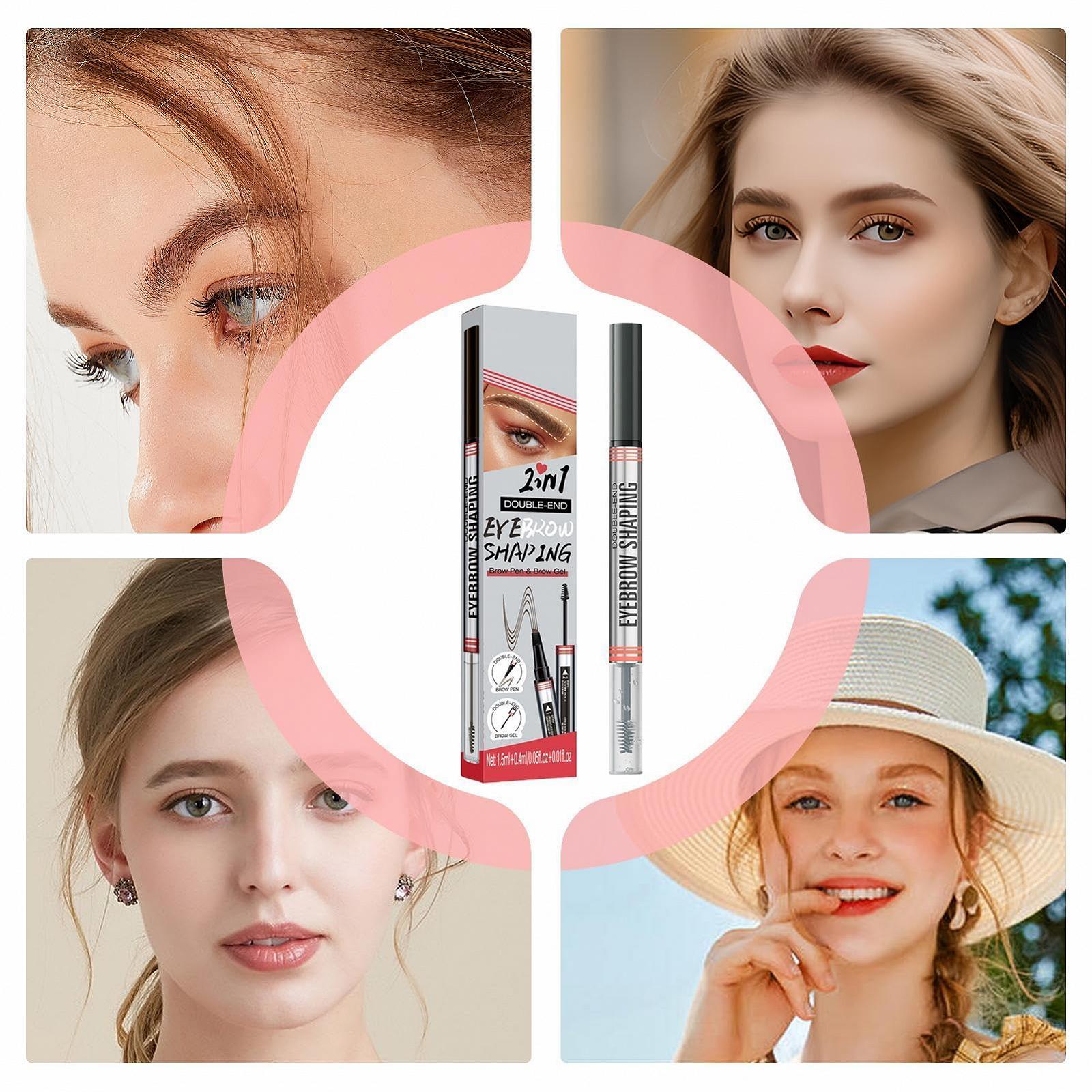 Карандаш + гель 2-в-1 Microblading 4 Micro Fork Tips Водонепроницаемый Несмазывающийся, фото №7