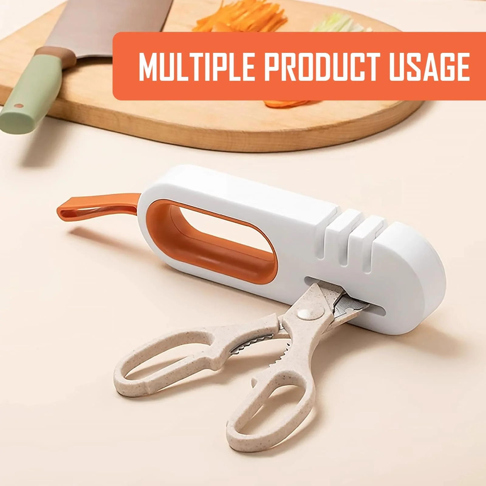 Точилка для ножей 4 в 1 с 4 слотами и ручкой многофункциональная нескользящая с подвесным шнуром, фото №3