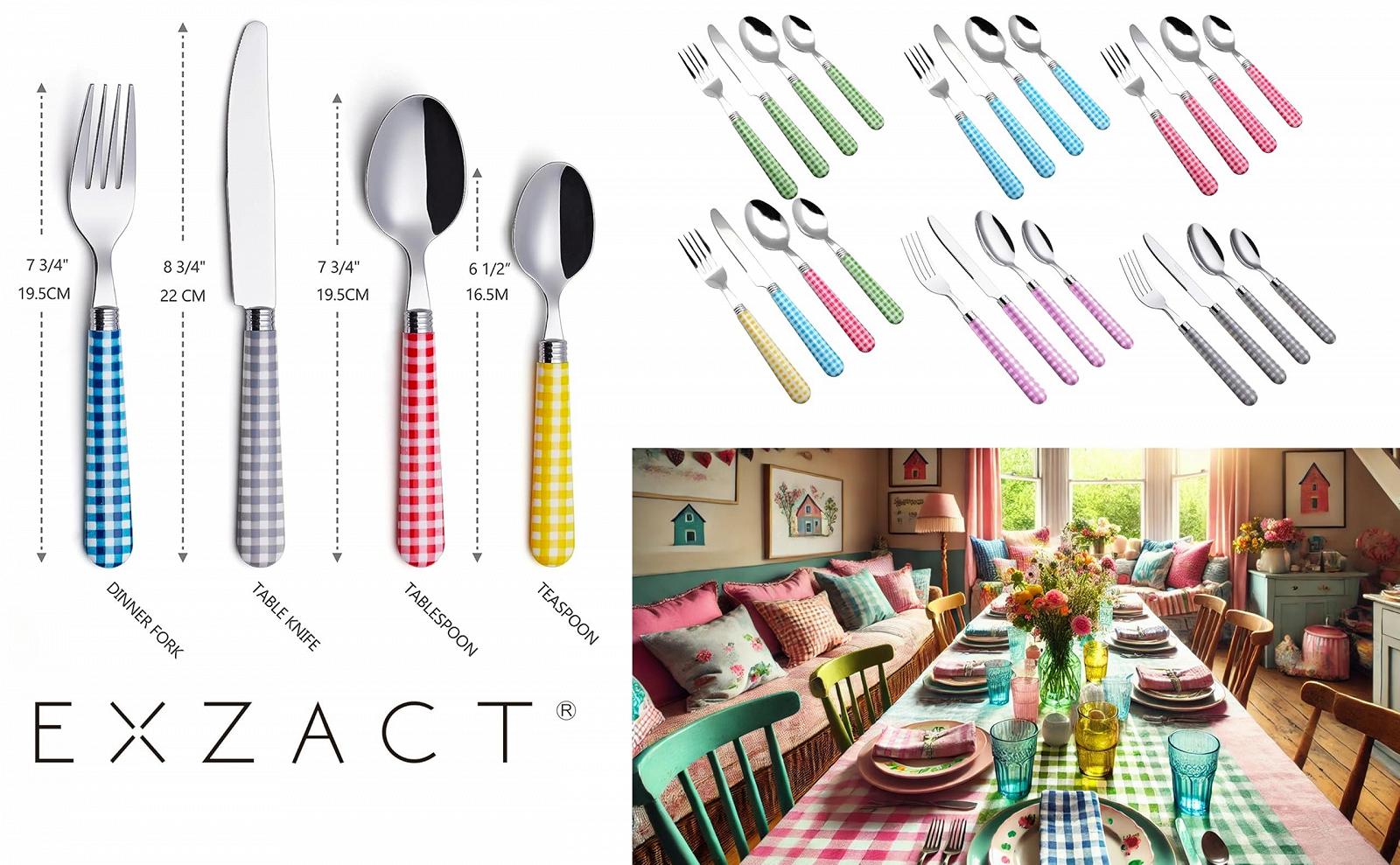 Набор столовых приборов Exzact Color из нержавеющей стали, 24 предмета, фото №3