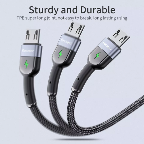 Зарядный кабель ESSAGER USB Type-C 3A красный 1метр(PS), фото №4