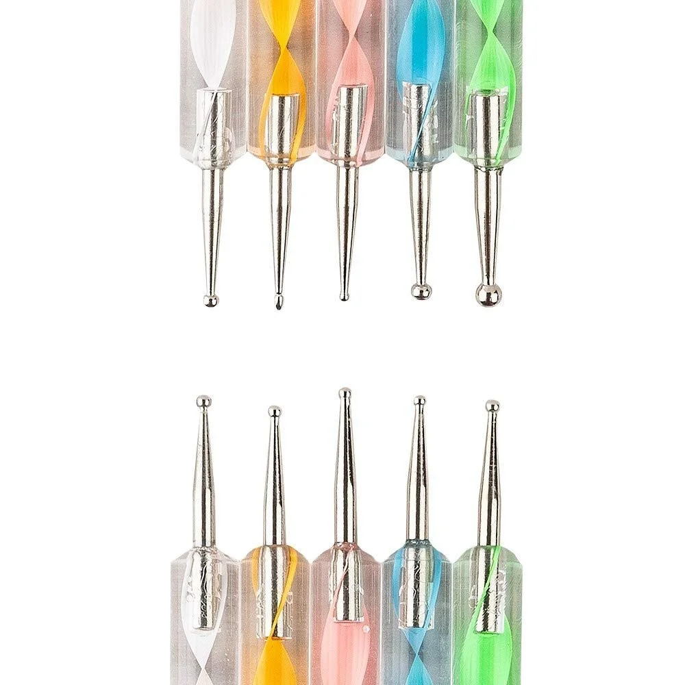 Набор дотсов для дизайна ногтей Ideen mit Herz Round Head Needles 5 штук, фото №2