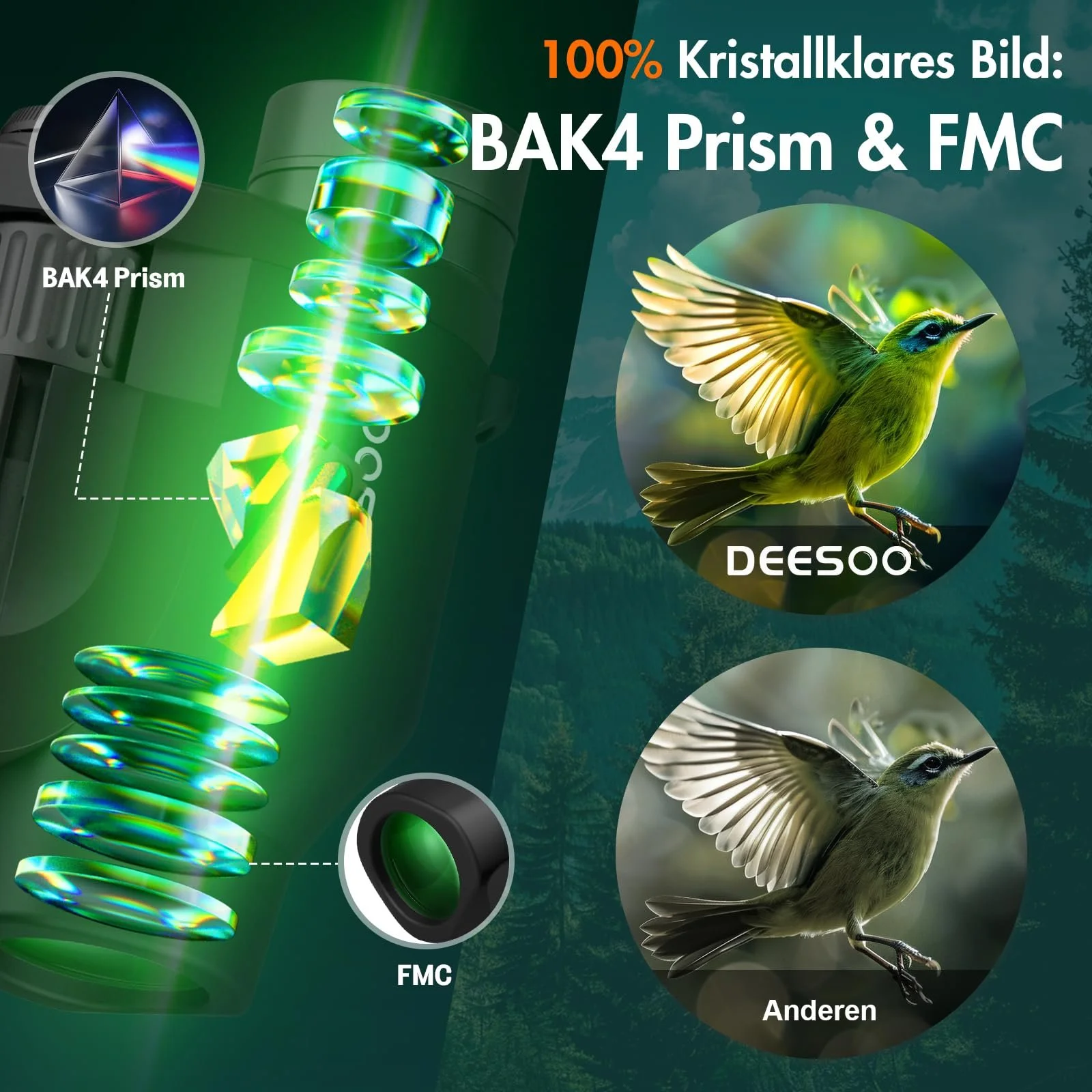 Бінокль deesoo 25x32 Compact BAK4, фото №3