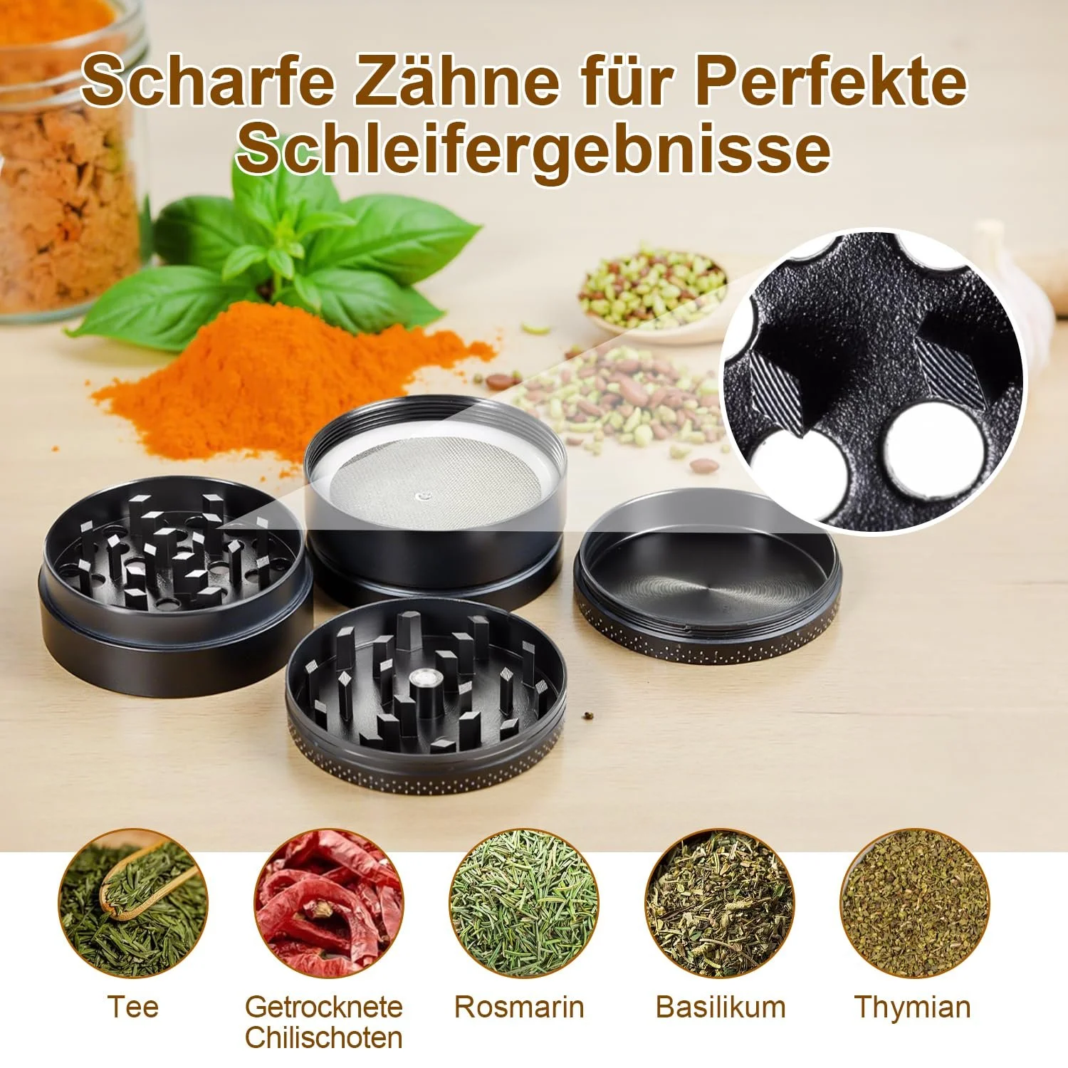 Измельчитель Klein 4-секционный Мельница для трав Металлическая, фото №3