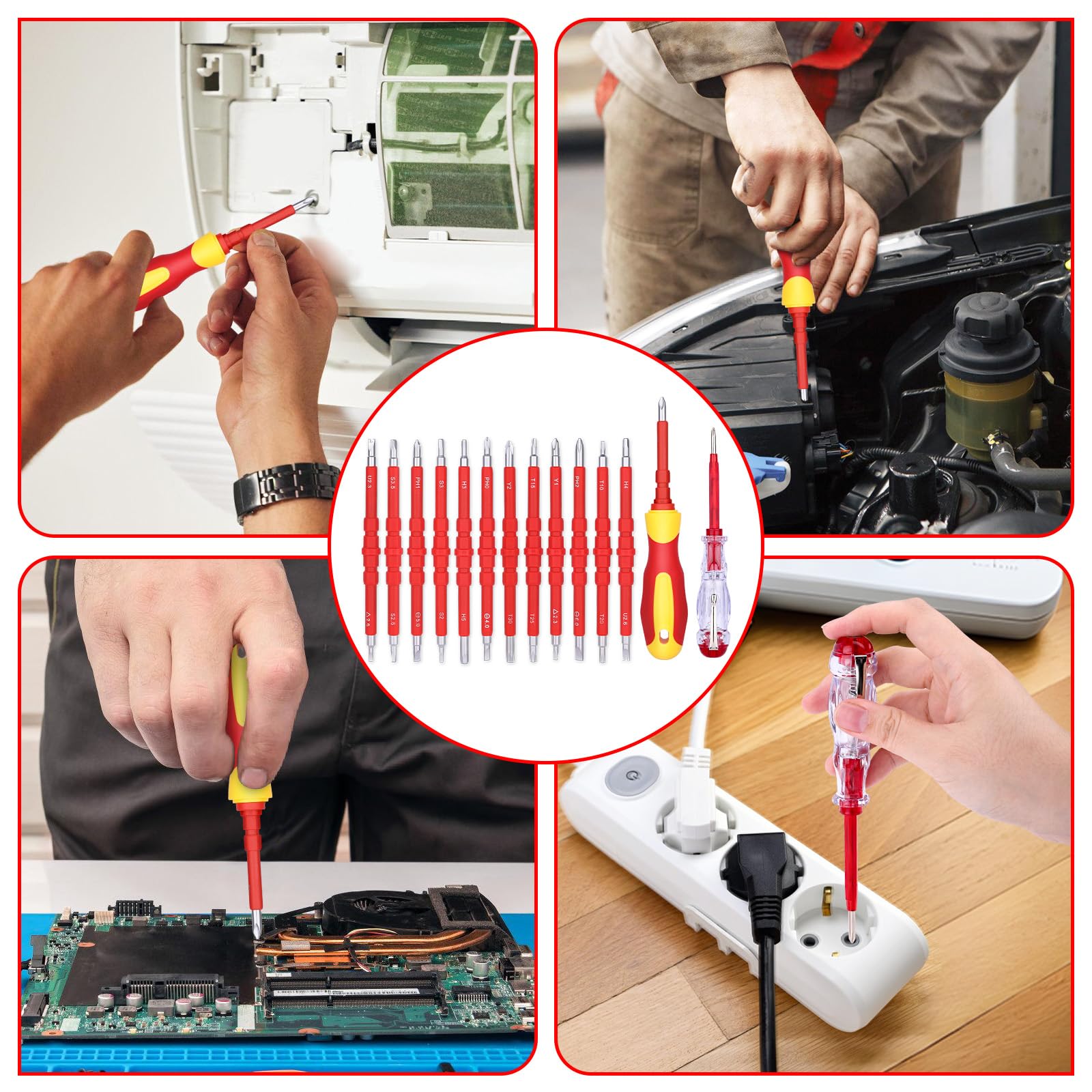 Набір викруток QTY 26-Piece Insulated Screwdriver Voltage Tester Slotted & PH & PZ Set Electrician, фото №7