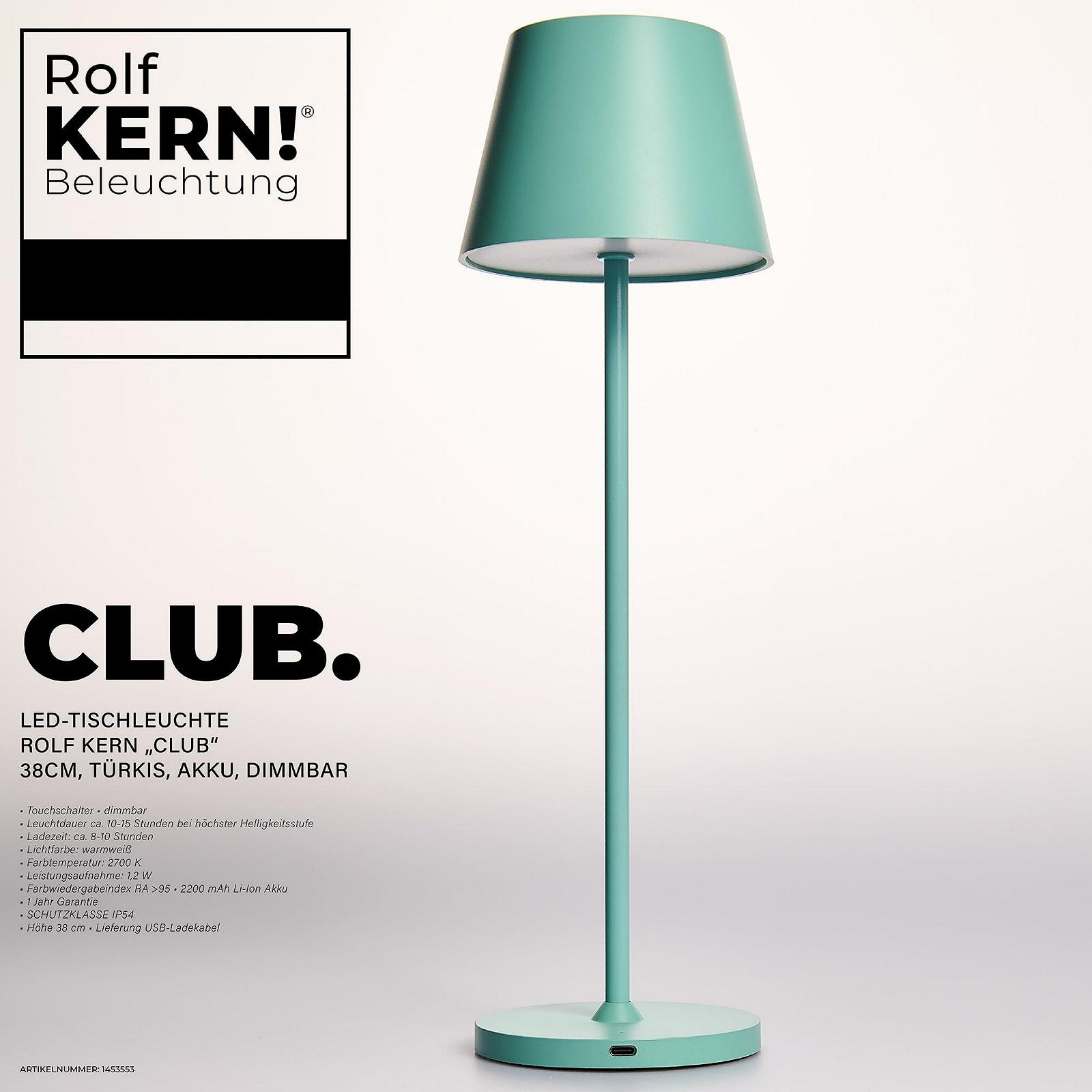 Настільна світлодіодна лампа ROLF KERN Club акумуляторна сенсорна 38 см Turquoise, фото №2