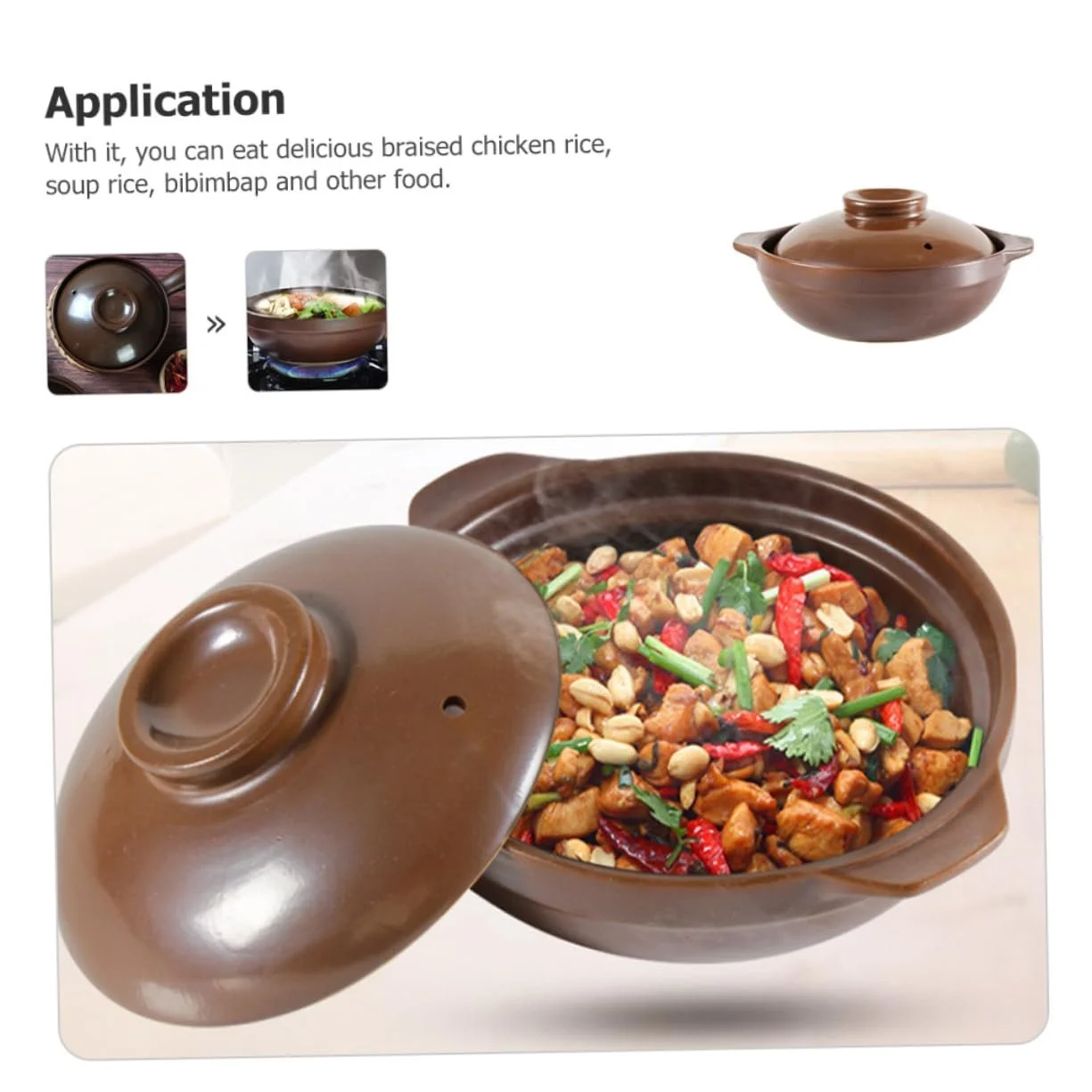 Кастрюля керамическая традиционная с двойными ручками жаропрочная, фото №9