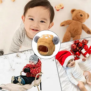 В'язана шапка-вушанка Zqkimzi для дітей, зимова в'язана synthetic.ua - Фото 1