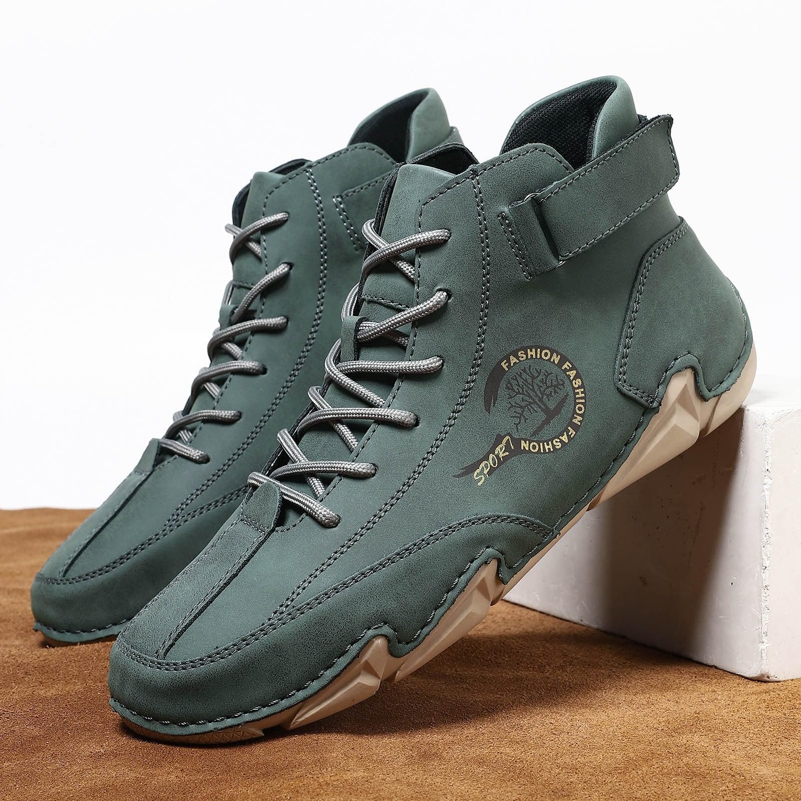 Ботинки Beck Shoes Italian Handmade High Leather Водонепроницаемые Нескользящие Унисекс для хайкинга, кемпинга и вождения, всесезонные Chukka Italian Shoes, фото №3