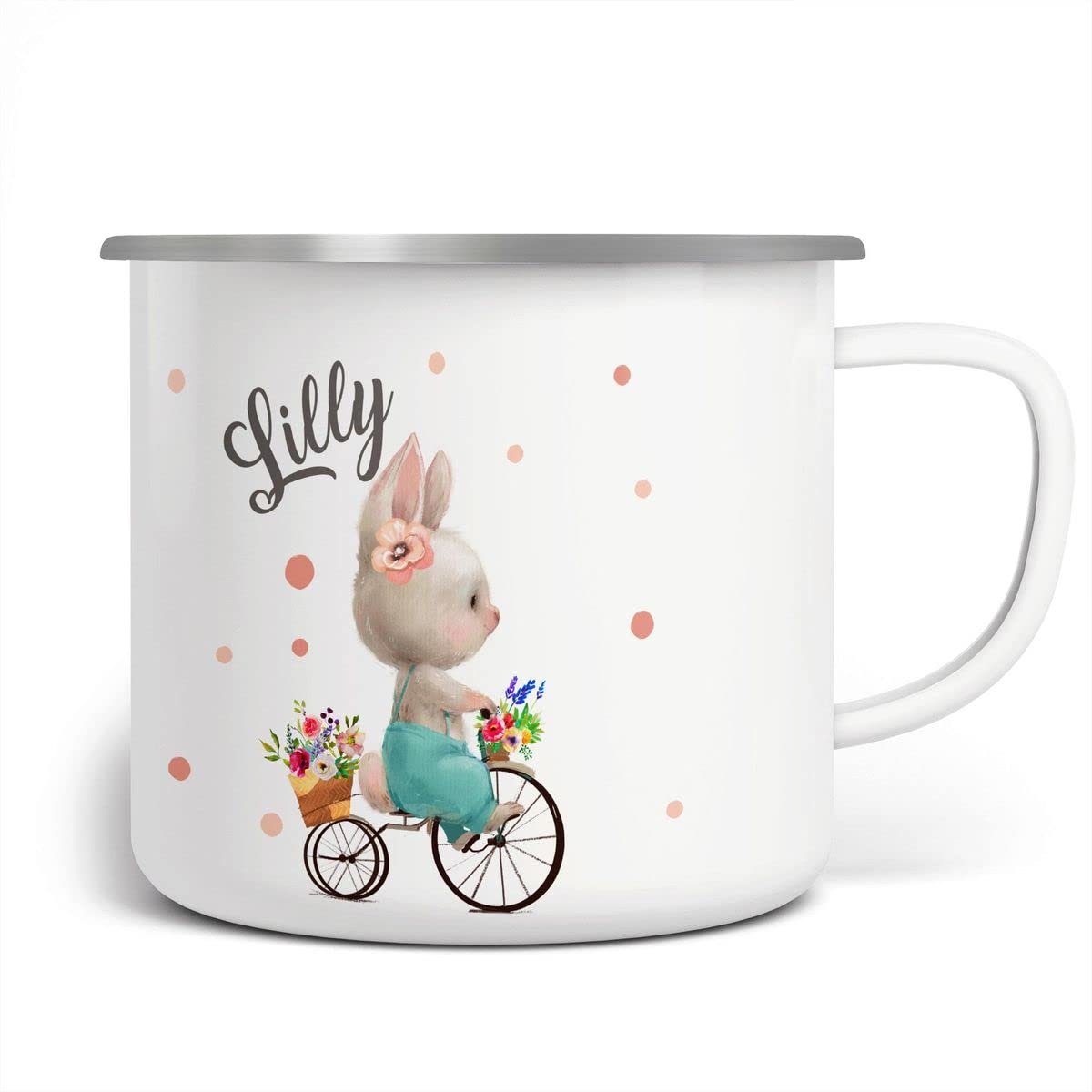 Емальована кружка miKalino для дівчинки - дитяча кружка з кроликом, біла, фото №1 Емальована кружка miKalino для дівчинки - дитяча кружка з кроликом, біла, фото №1