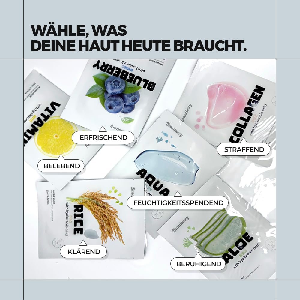 Тканинна маска для обличчя Beaulivery Rice з гіалуроновою кислотою, набір з 10 шт, фото №5