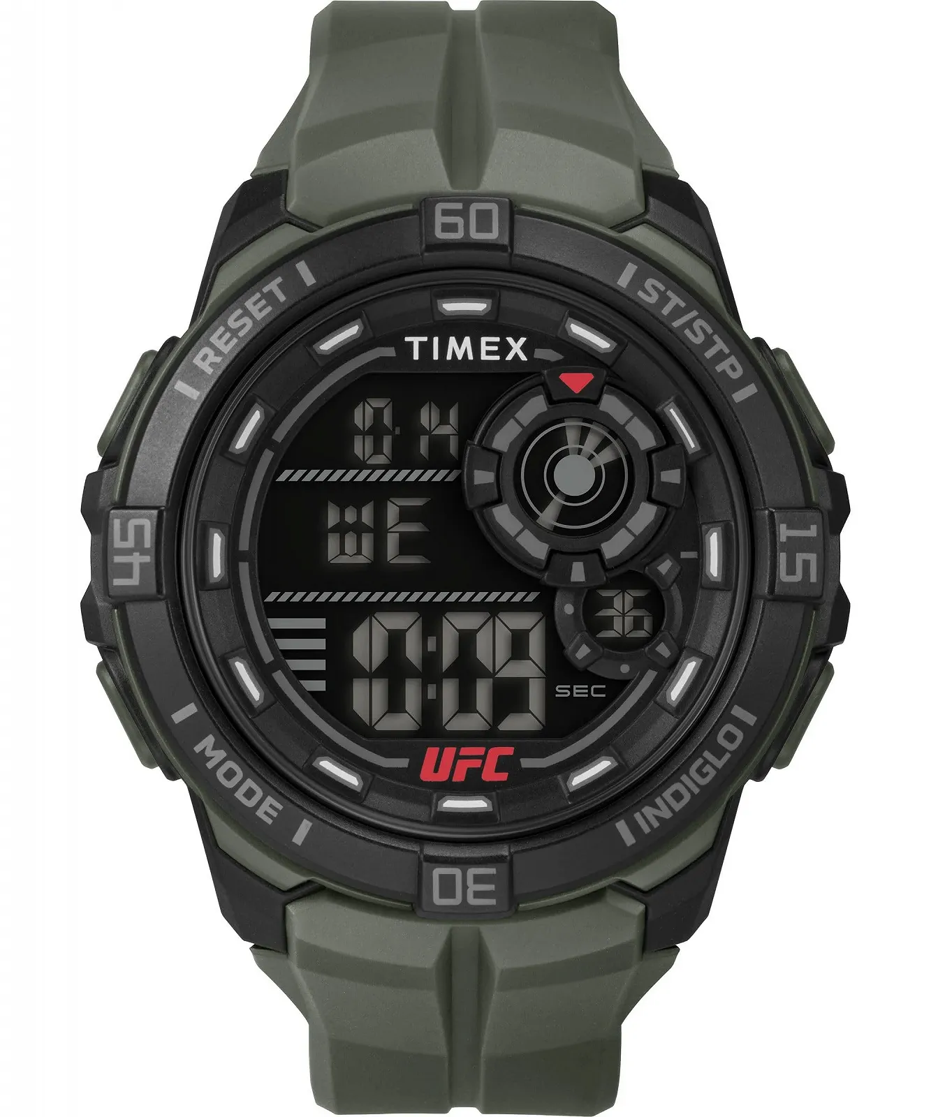 Годинник Timex UFC Rush 52мм Чорний корпус Зелений ремінець Цифровий циферблат, фото №1