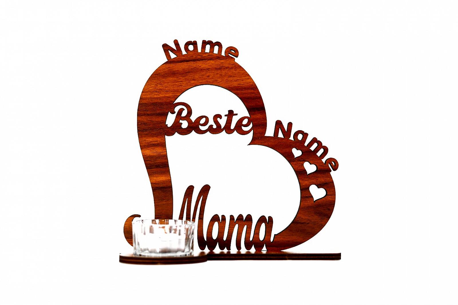 Тримач для чайного свічки Waluna® Best Mum Персоналізований з двома іменами Серце День матері День народження 12 кольорів, фото №5