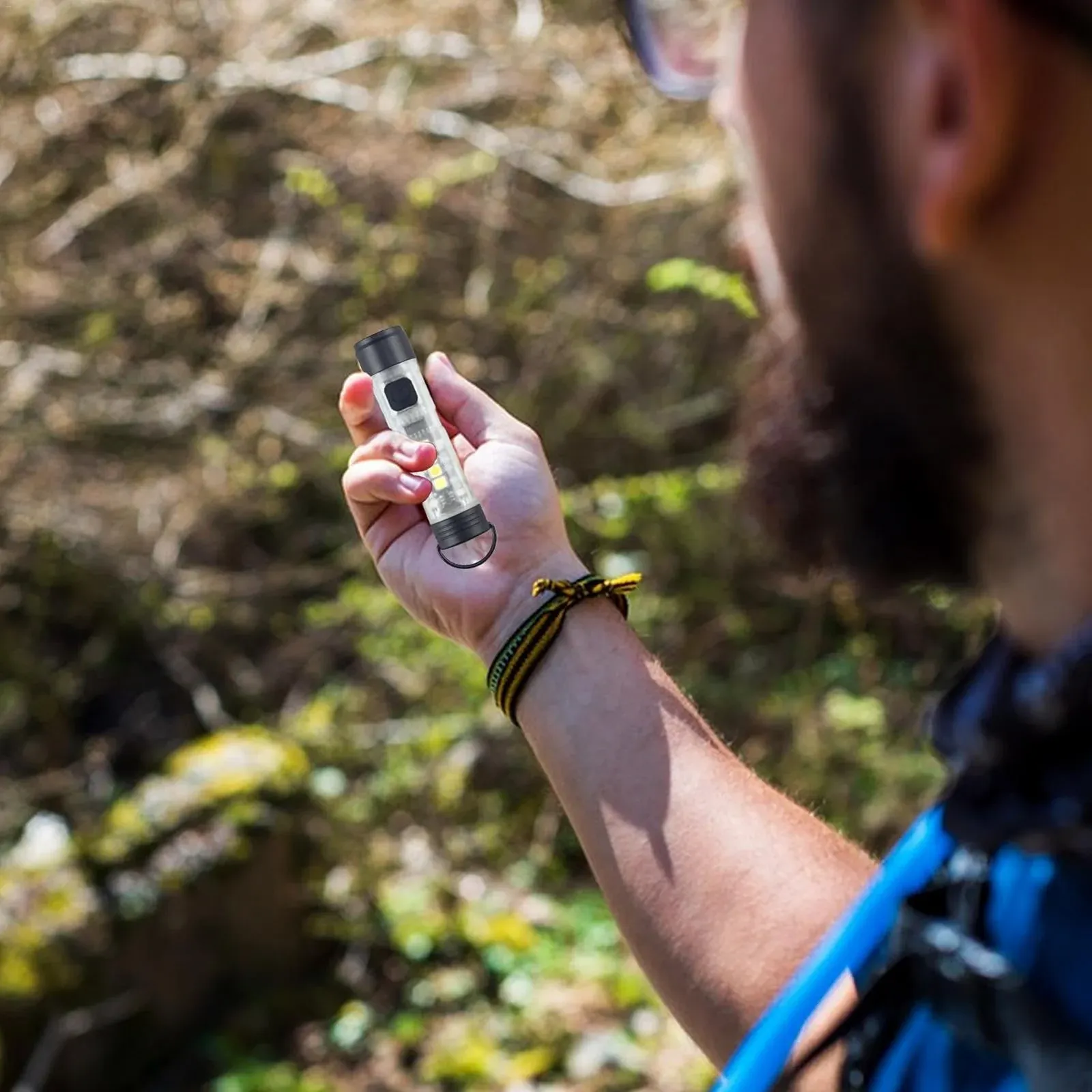 Компактный дорожный фонарик, многофункциональные фонарики-брелоки, карманные фонарики с USB-зарядкой, водонепроницаемый фонарик-брелок, портативный фонарь для кемпинга, фонарик для походов, легкие светодиодные фонарики, фото №5