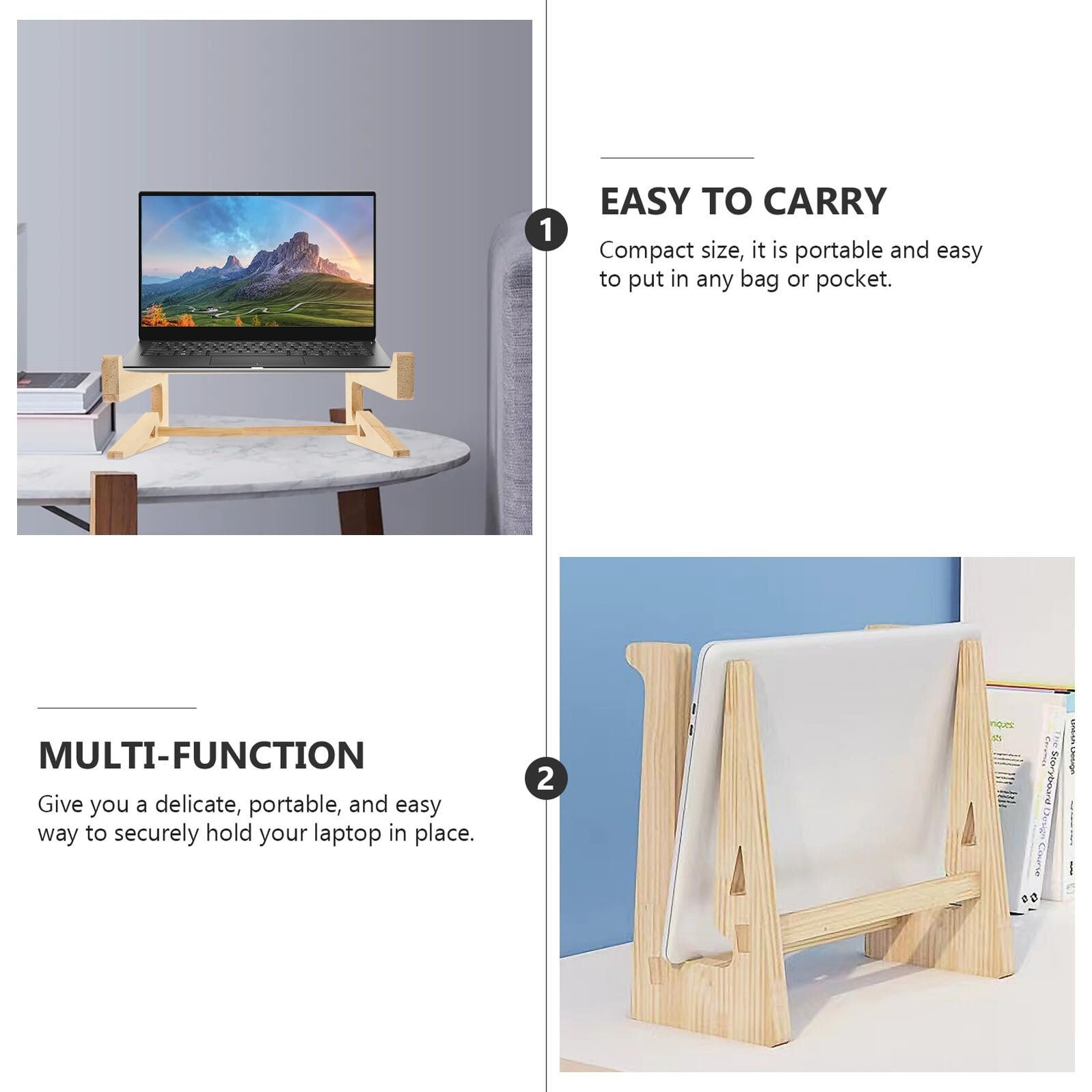 Подставка для ноутбука Homoyoyo Деревянная, вертикальная подставка для устройств, прочная подставка-подъемник с улучшенным отводом тепла, эргономичная для офиса и дома, компактная, фото №9
