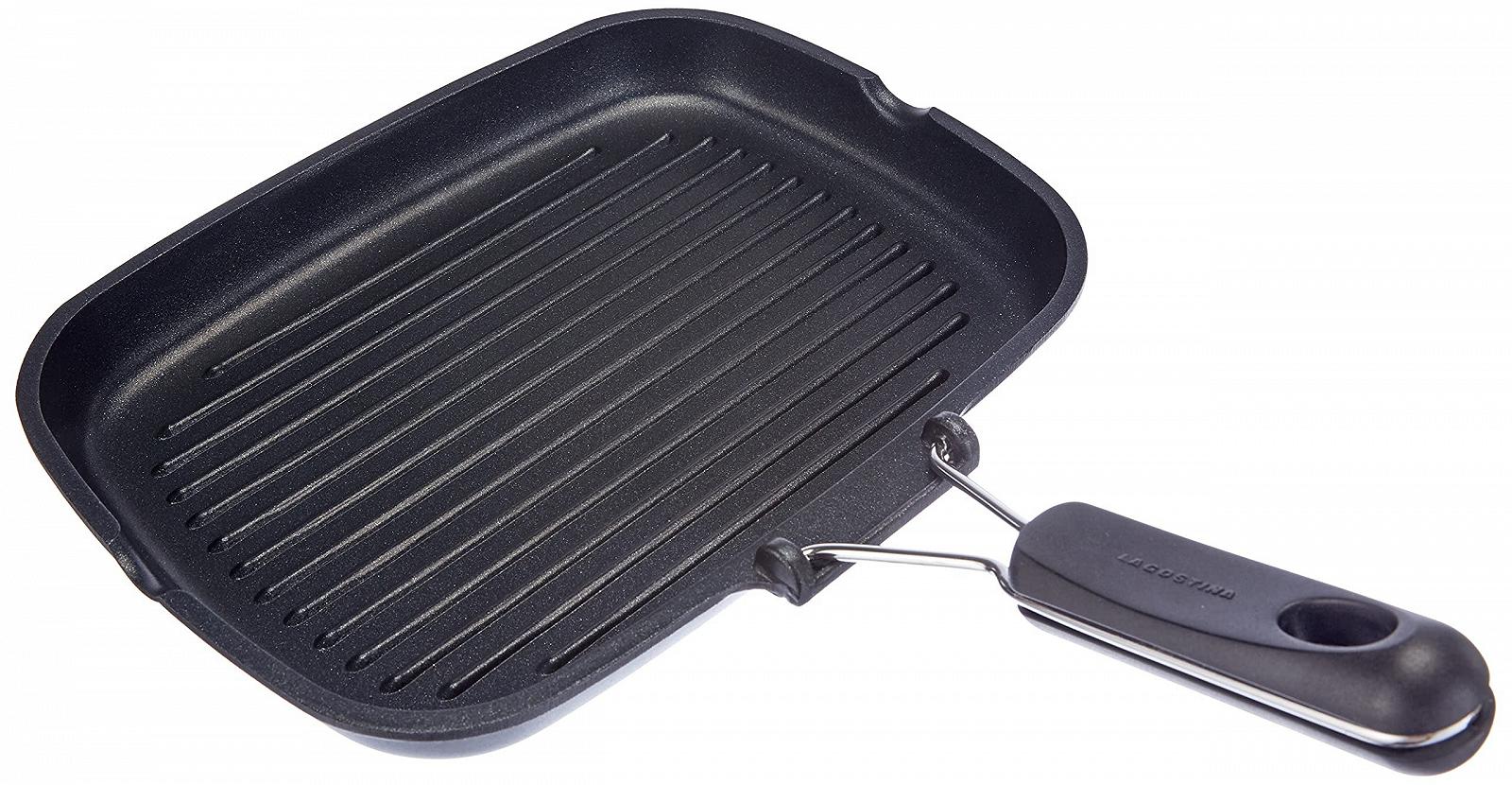 Сковорода-гриль Lagostina Easy Grill Прямокутна, литий алюміній, 24 x 32 см, покриття Meteorite-Resistium, складна ручка з бакеліту, зливний носик, фото №1