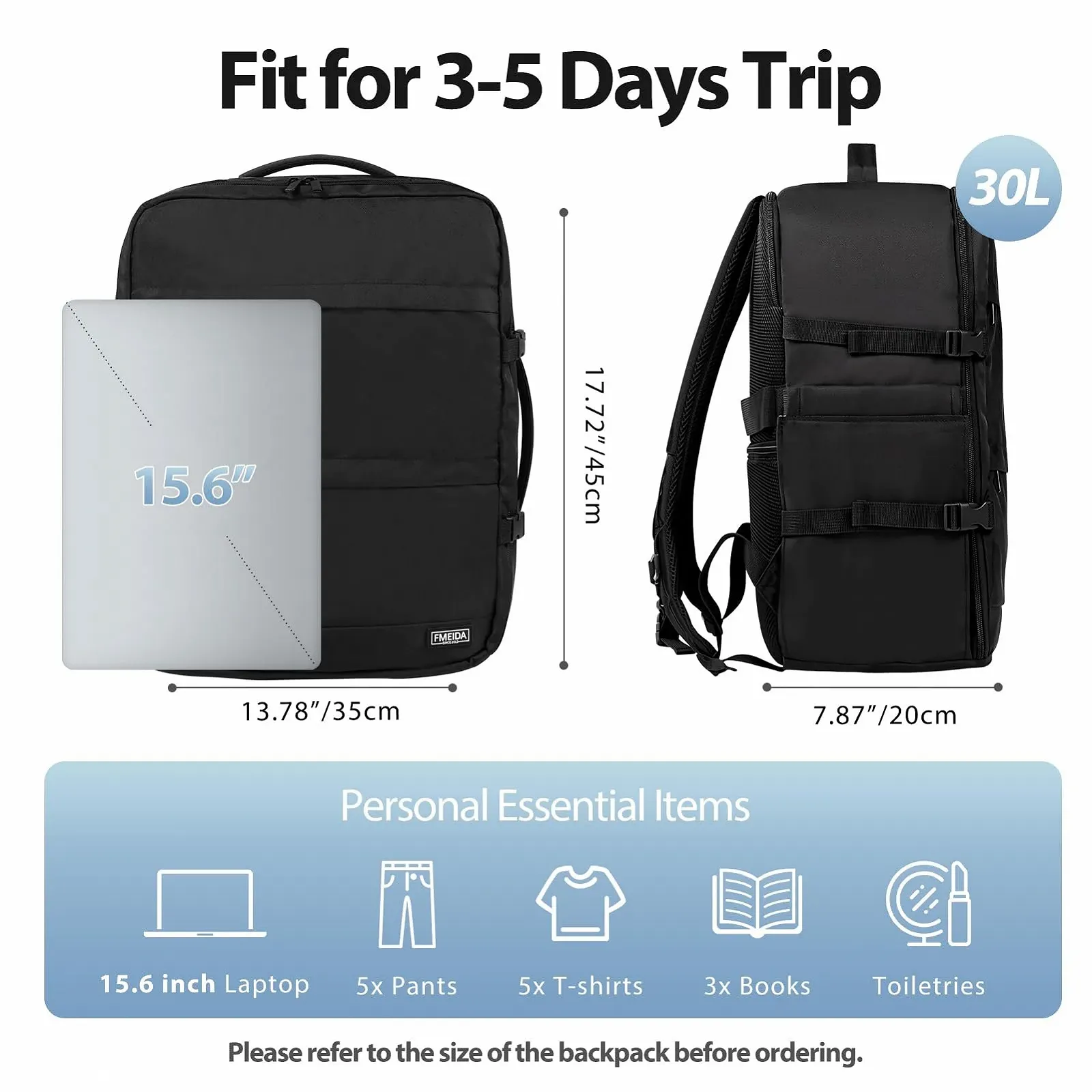 Рюкзак для ноутбука Fmeida Ryanair 14 Inch 40x20x25 см чорний, фото №2 Рюкзак для ноутбука Fmeida Ryanair 14 Inch 40x20x25 см чорний, фото №2