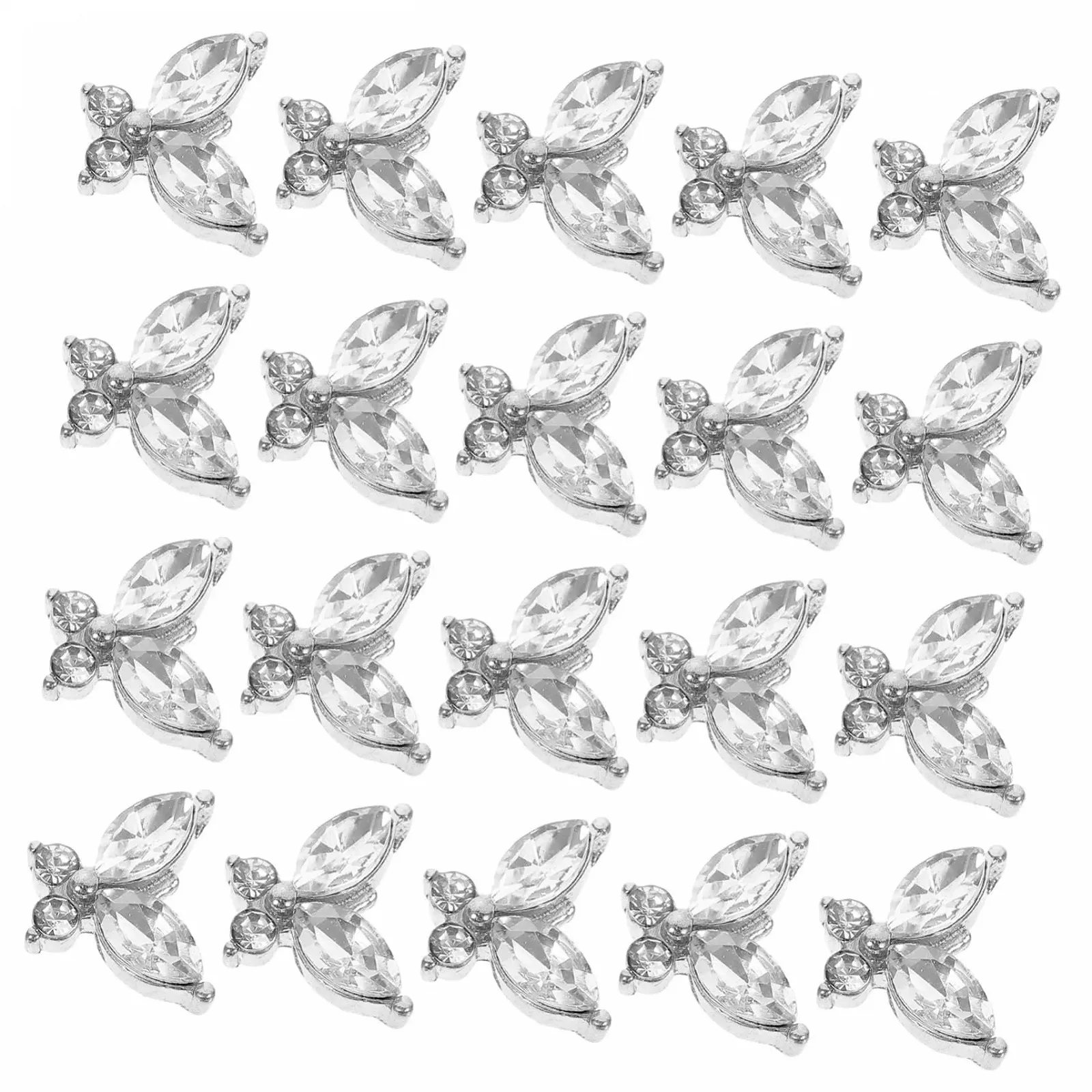 Украшения для ногтей Бабочка Healeved 4 набора, серебристый сплав, 20 штук x 4, фото №4