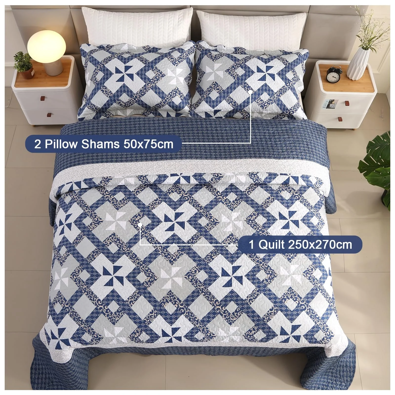 Покривало Qucover у стилі кантрі, набір з мікрофібри з 2 наволочками, фото №4 Покривало Qucover у стилі кантрі, набір з мікрофібри з 2 наволочками, фото №4