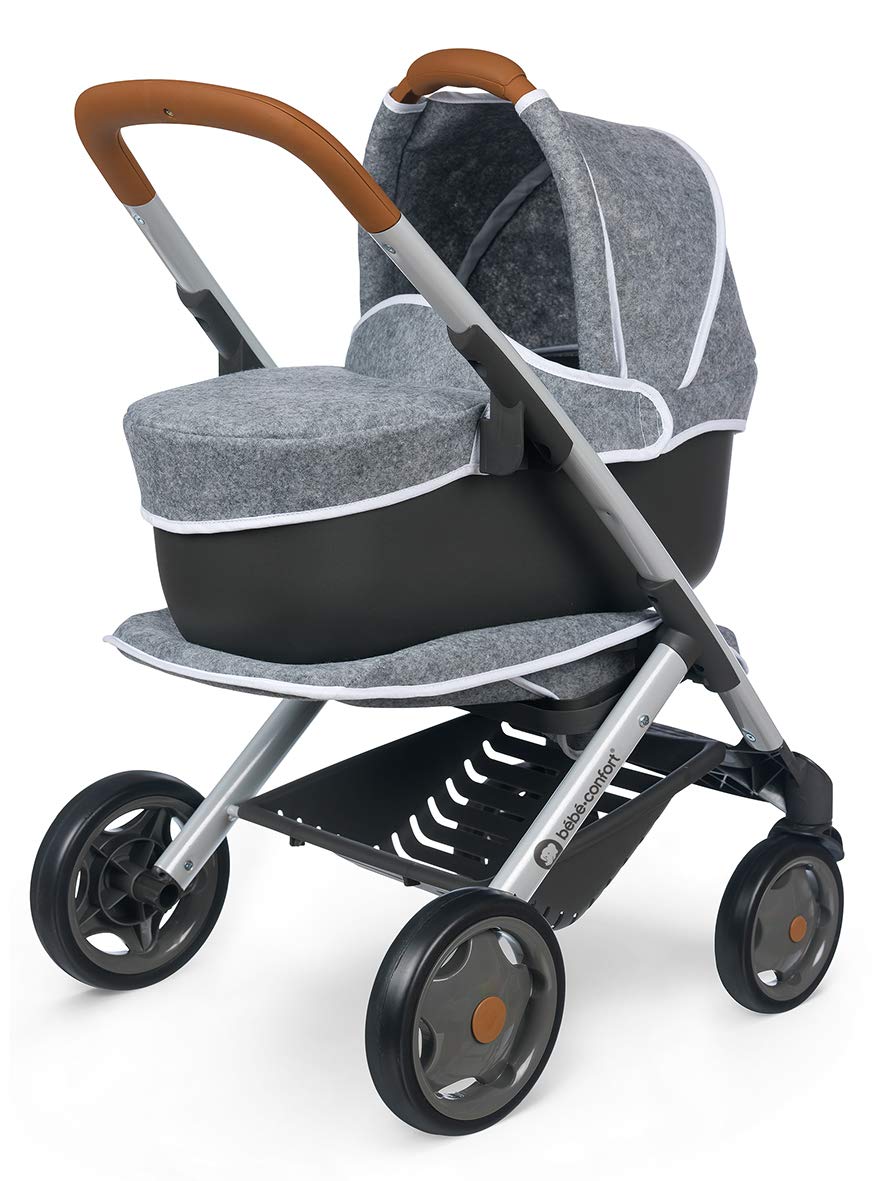 Коляска Smoby Baby + Pushchair Серая 3 в 1 Куклы Тихие Колеса Многонаправленные Корзина для хранения, фото №1