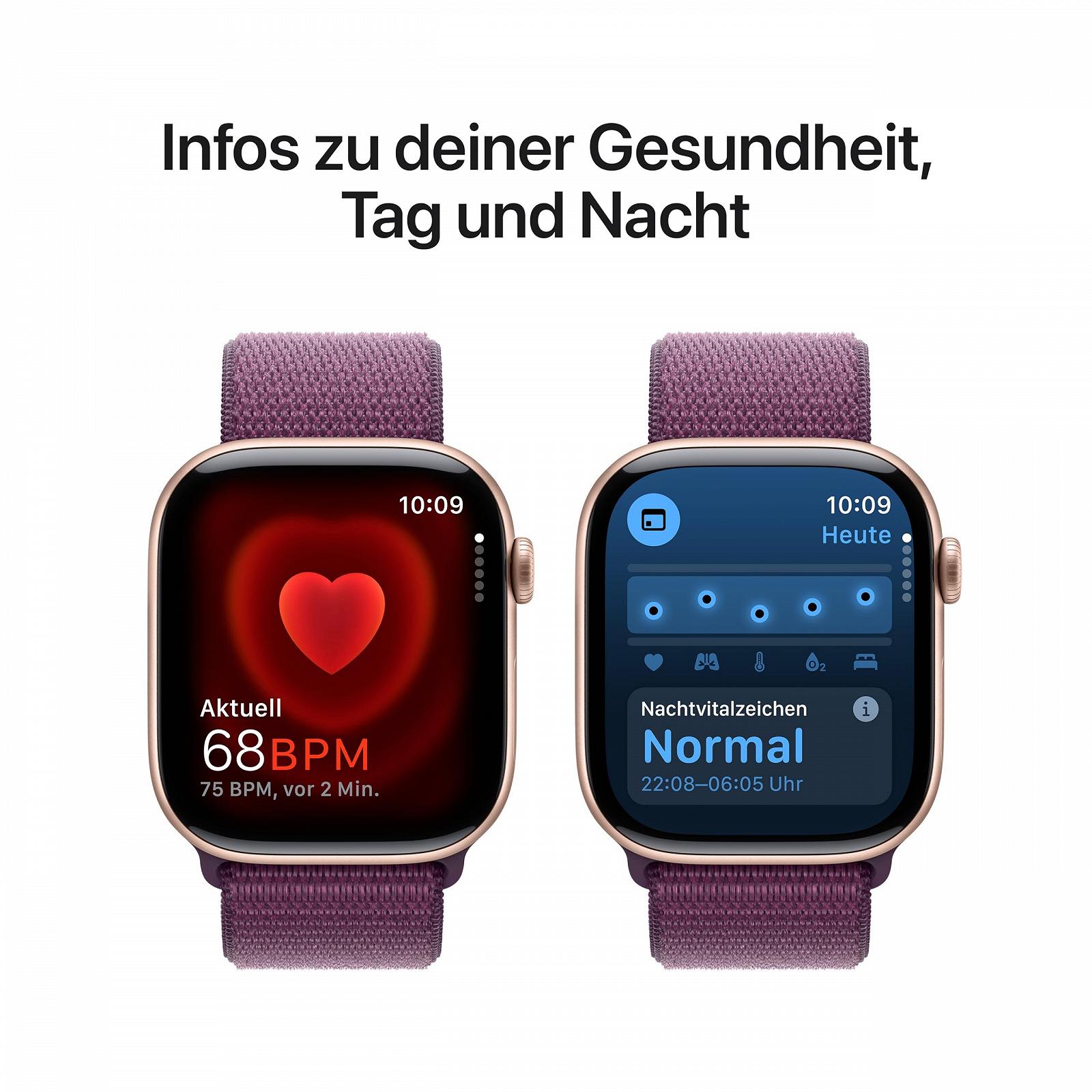 Смарт-часы Apple Series 10 (GPS + Cellular 46 мм) Алюминиевый корпус Розовое золото и спортивный ремешок Сливовый (One Size). Фитнес-трекер, приложение для ЭКГ, постоянно включенный дисплей Retina, CO₂ нейтральный, фото №5
