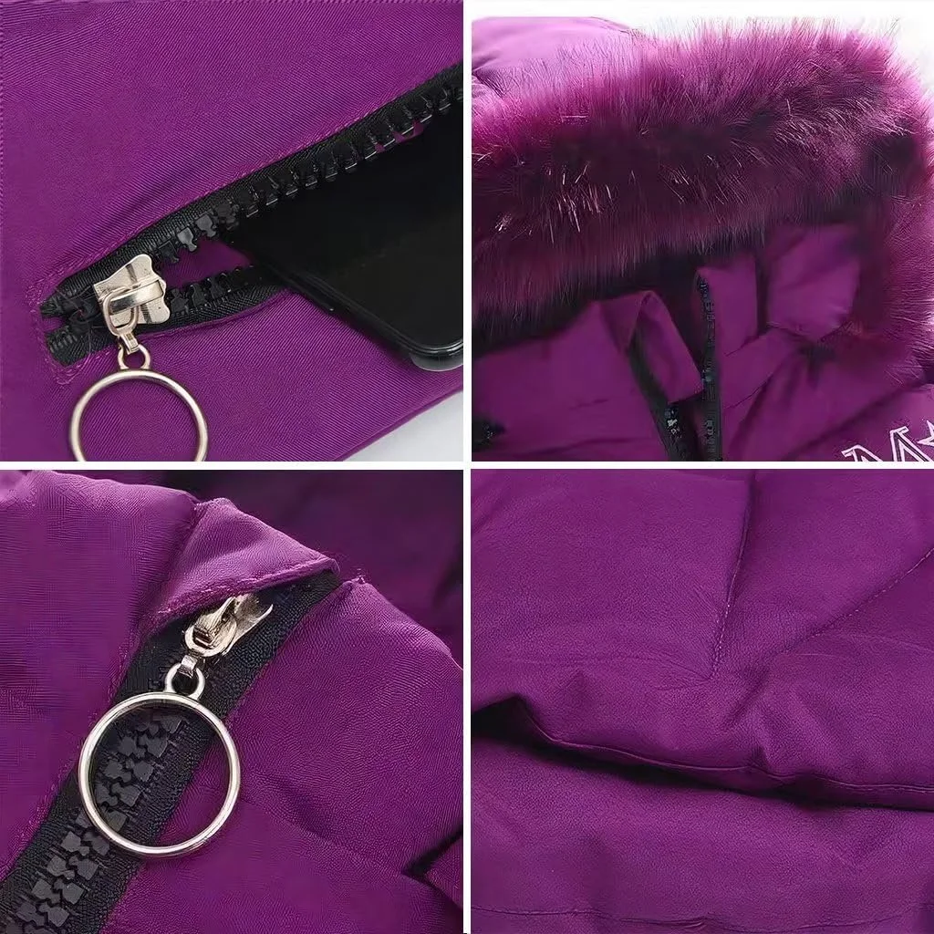 Дівчача Зимова Куртка linboo Довге Пальто з Хутряним Капюшоном, фото №4