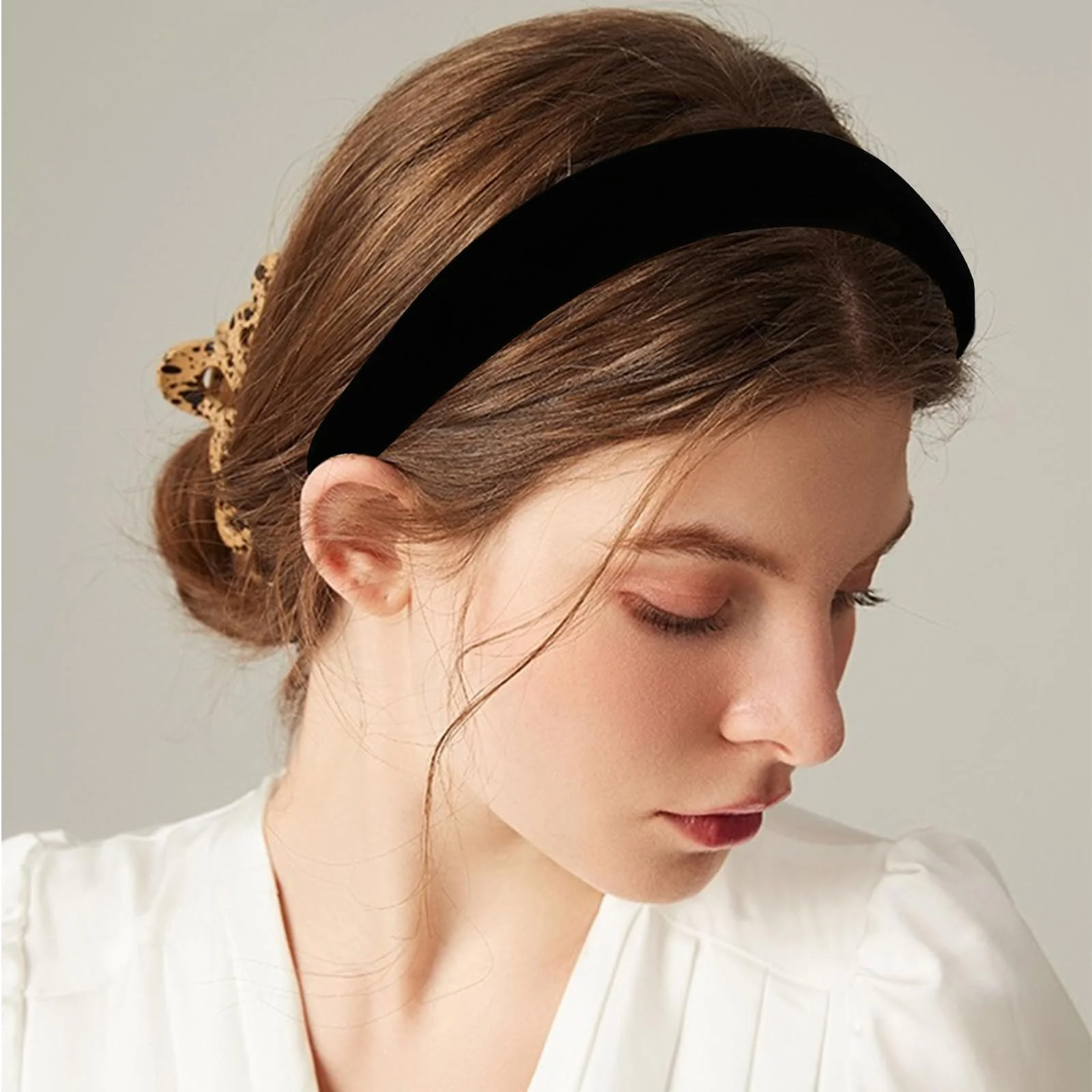 Обруч Оксамитовий Жіночий Ретро Чорний 3 см, фото №6