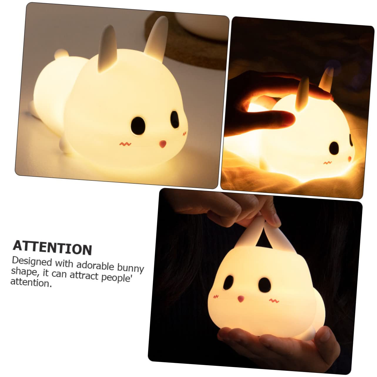 Ночник ibasenice 1 x Силиконовая лампа Светодиодная детская лампа Лампа для яслей Лампа для декора спальни Светодиодный ночной светильник Настольная лампа из силикона Лампа для сна ребенка Защита глаз Белый, фото №4