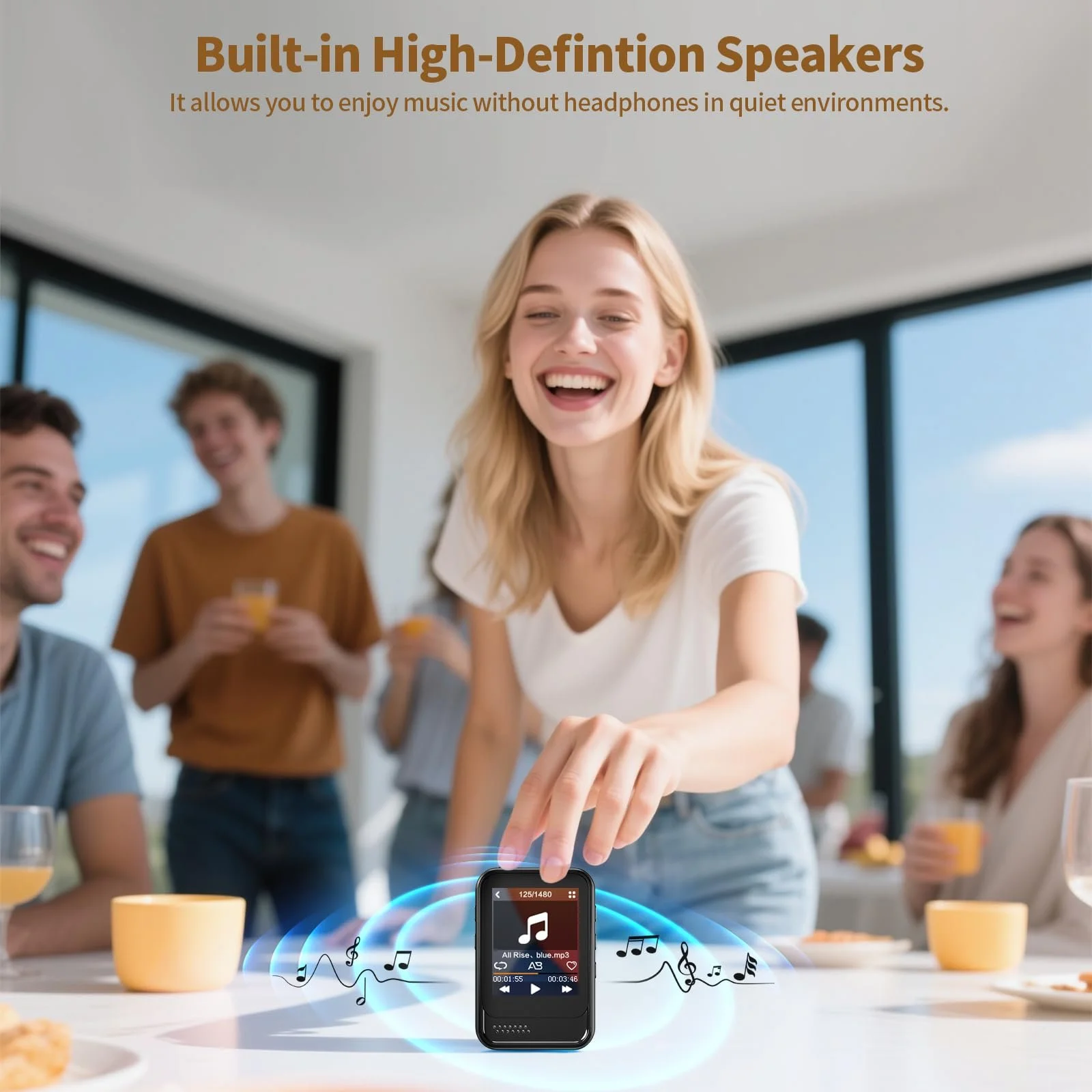 MP3 плеєр з Bluetooth 5.3  FM-радіо Диктофон Слот Micro SD Динамік Навушники в комплекті Сенсорний екран Max 256GB Розширюваний для спорту, фото №6
