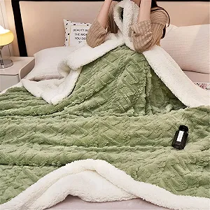 Покривало Hayisugal Fluffy Sherpa Cuddly, зелена, 150 x 200 см synthetic.ua - Фото 1