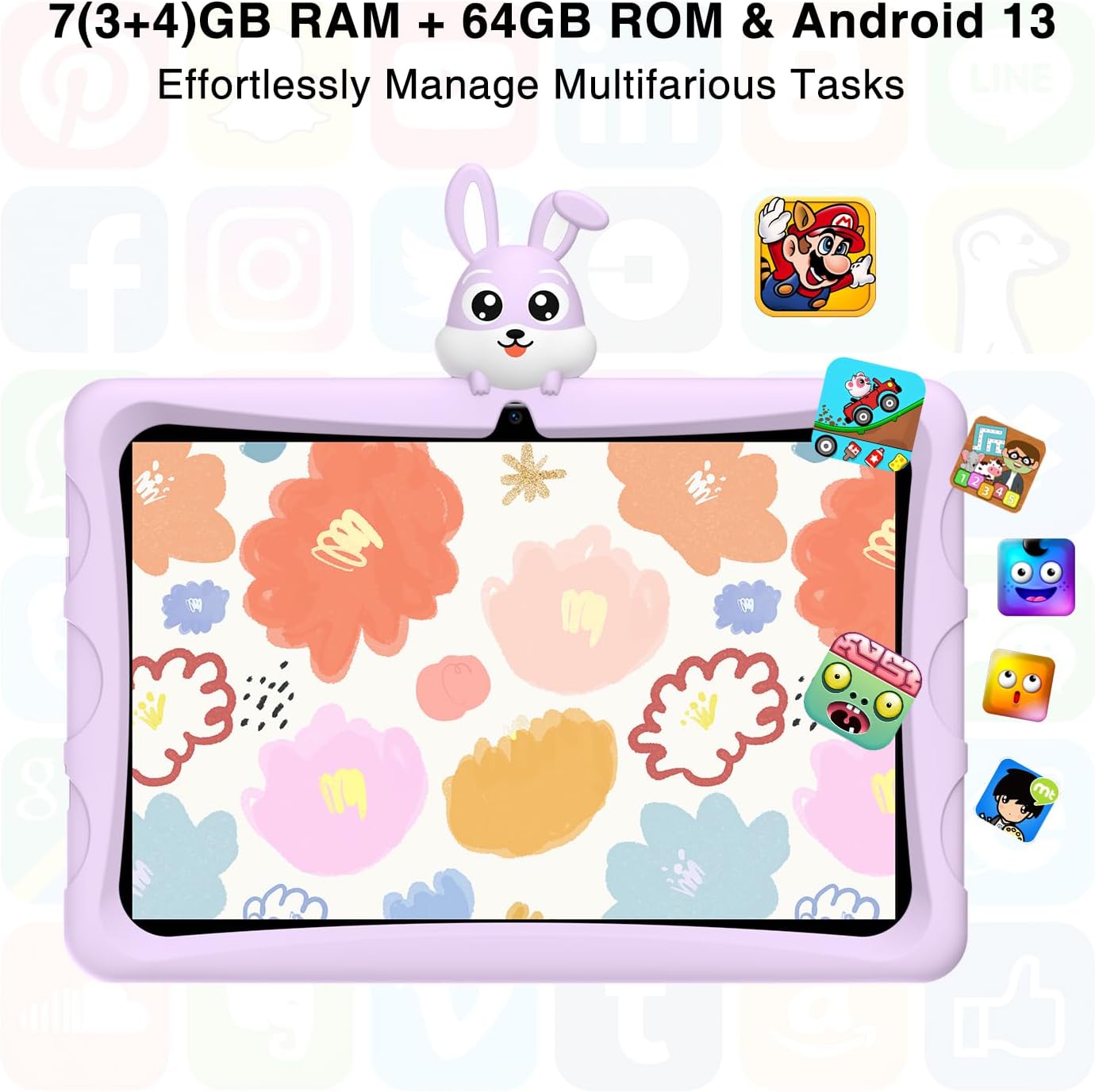 Планшет 10.1" DOOGEE U9 Kid 3/64Gb 4 ядра Android 14 5060 mAh Фіолетовий, фото №4