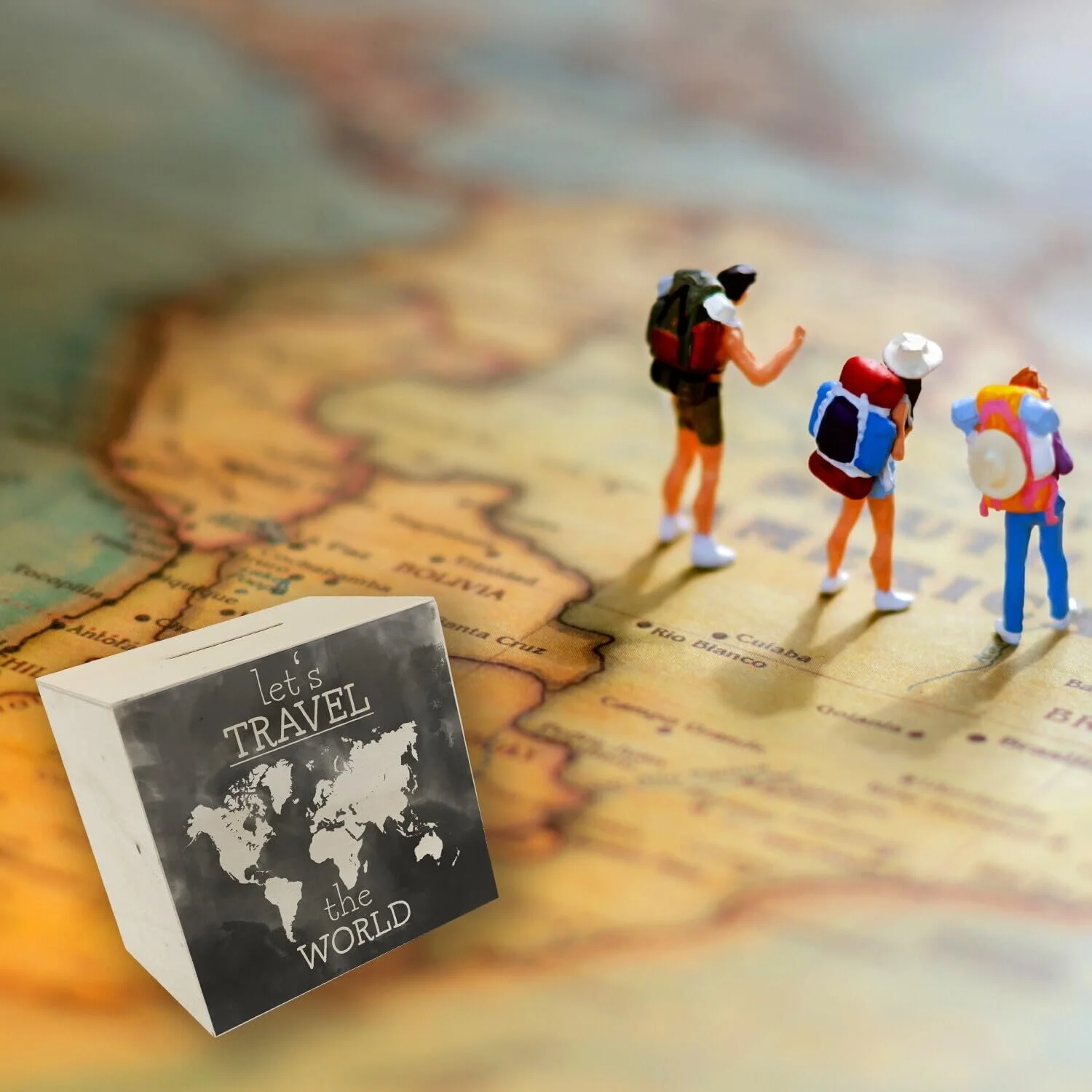 Скарбничка Wooden Money Box World Map "Let's Travel The World", фото №6