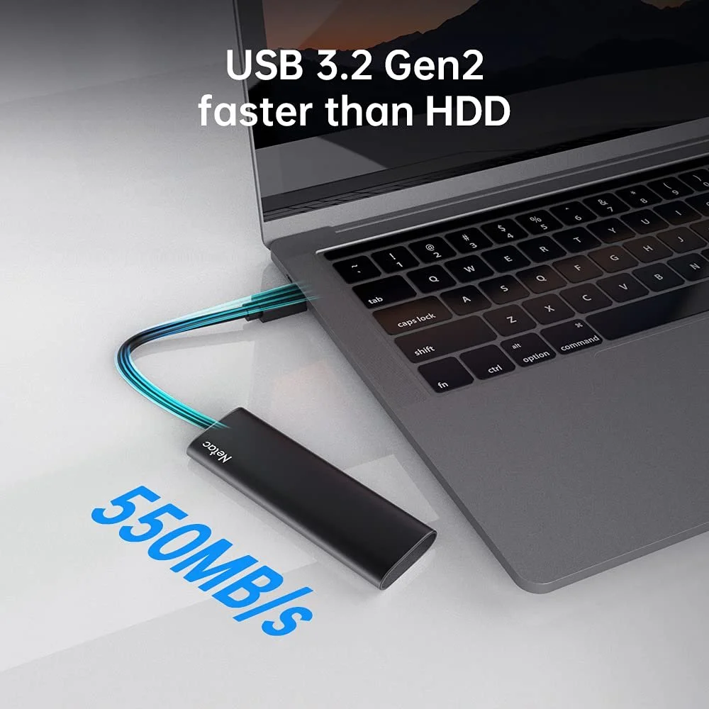 Зовнішній SSD Netac 500 ГБ USB 3.2 Gen 2 Алюміній, фото №2