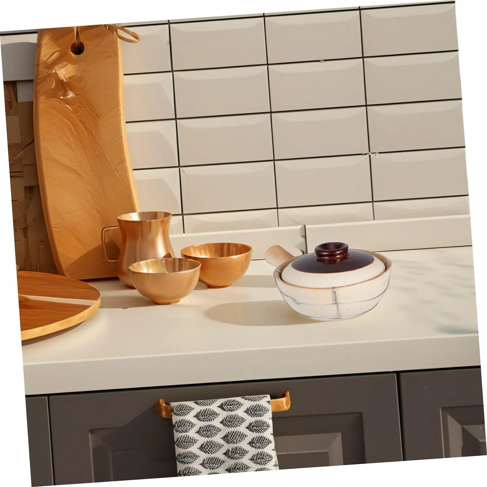 Глиняный горшок ABOOFAN Китайский с крышкой Термостойкий Равномерное распределение тепла, фото №5