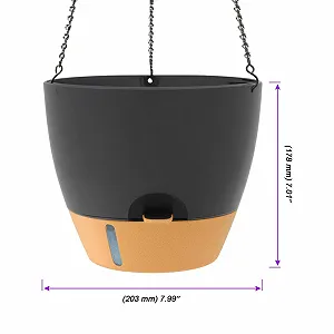 Підвісні горщики з автополивом Пластикові з ланцюжком Чорні Набір з 2 шт. synthetic.ua - Фото 1